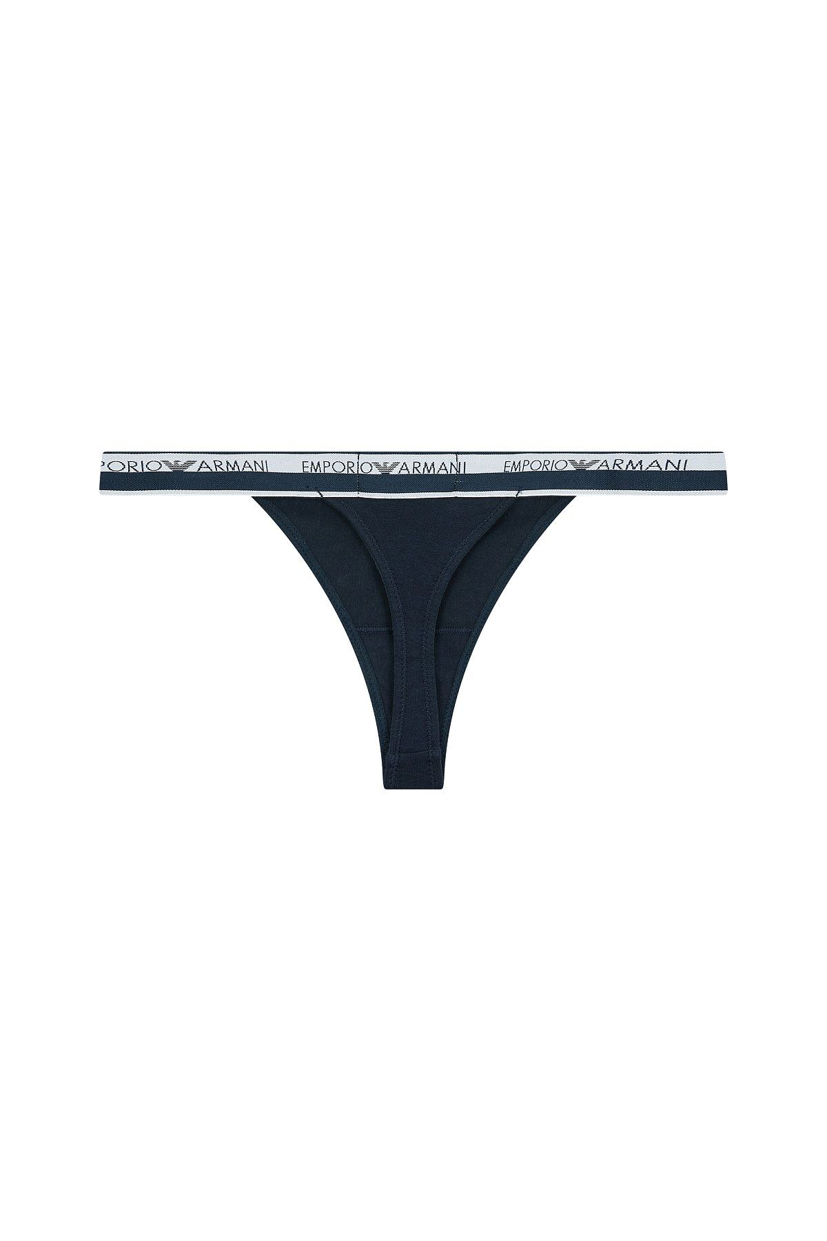 엠포리오 아르마니 언더웨어(EMPORIO ARMANI UNDERWEAR) 여성 로고 라인 밴드 티팬티_마린_0824110517