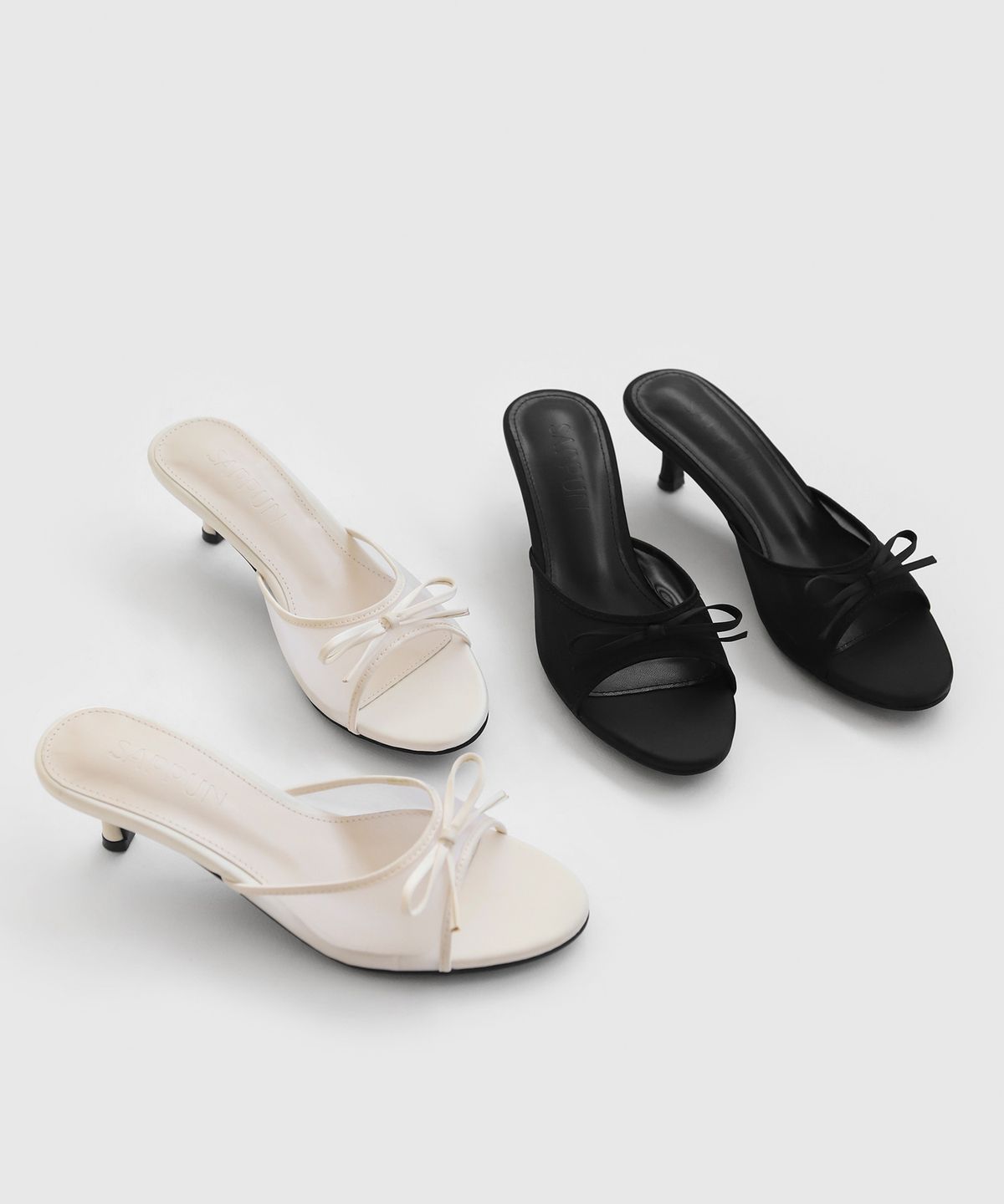 사뿐(SAPPUN) 르네린 매쉬 리본 샌들 뮬 (5cm)