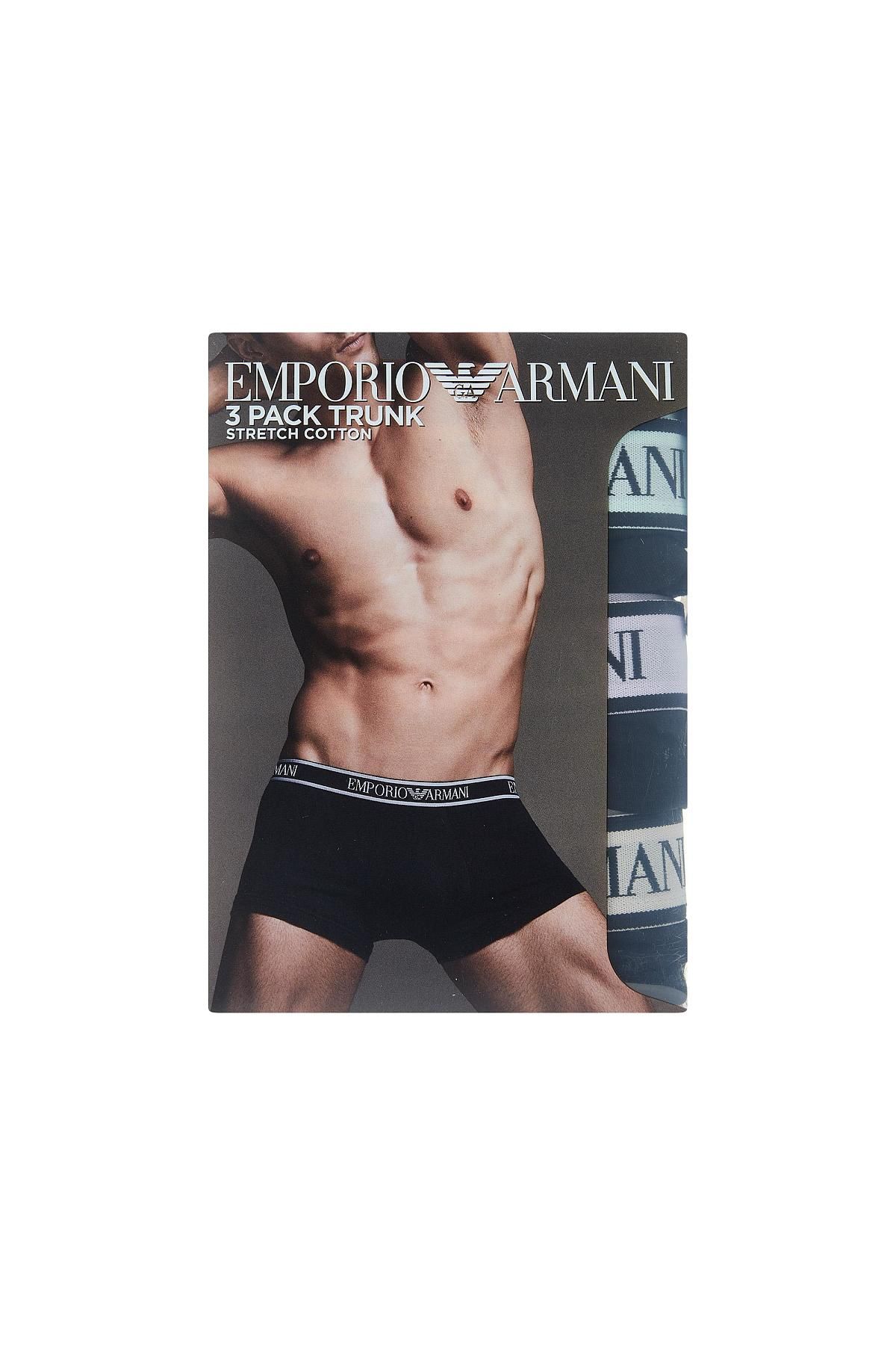 엠포리오 아르마니 언더웨어(EMPORIO ARMANI UNDERWEAR) 남성 로고 밴딩 솔리드 드로즈 3PACK_블랙_08M4163507