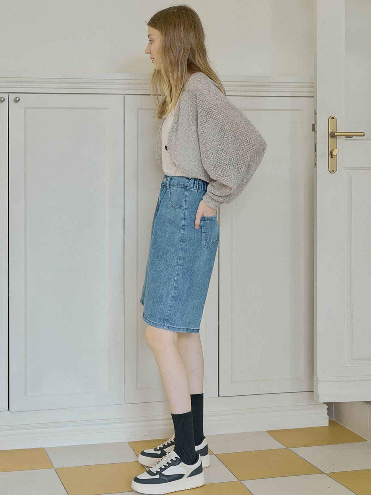 아방(AVANT-G) Linen Summer Knit Bolero - MOCHA
