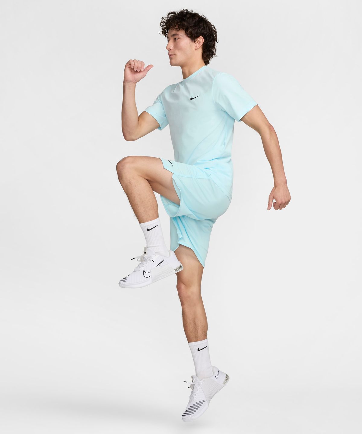 나이키(NIKE) 드라이 핏 UV 하이버스 반소매 피트니스 탑 M - 글레이셔 블루:블랙 / DV9840-474