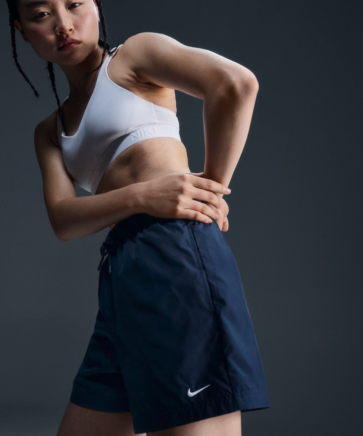 나이키(NIKE) 스포츠웨어 클래식 우븐 미드라이즈 쇼츠 M - 아머리 네이비:화이트 / FV7558-478