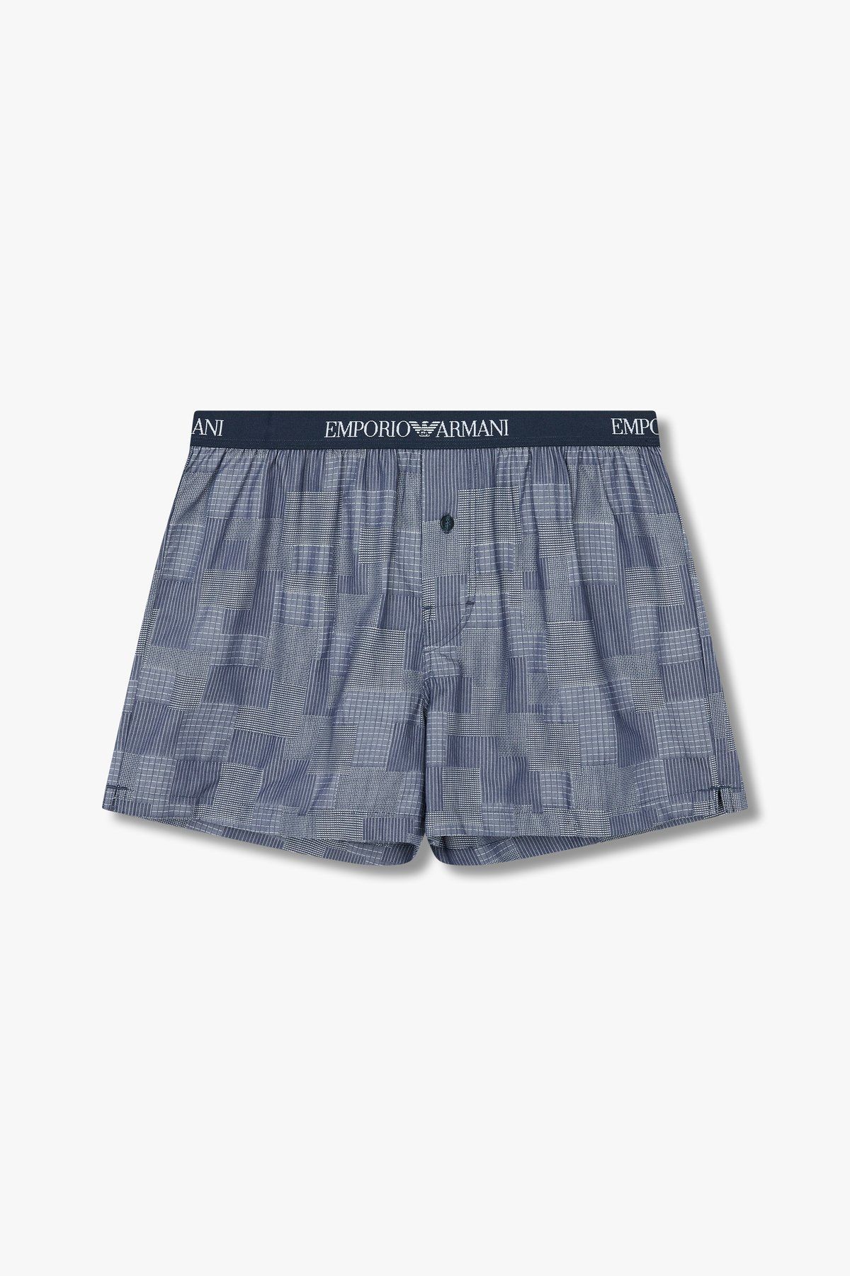 엠포리오 아르마니 언더웨어(EMPORIO ARMANI UNDERWEAR) 남성 풀 로고 밴딩 패턴드 트렁크_마린_0814112099