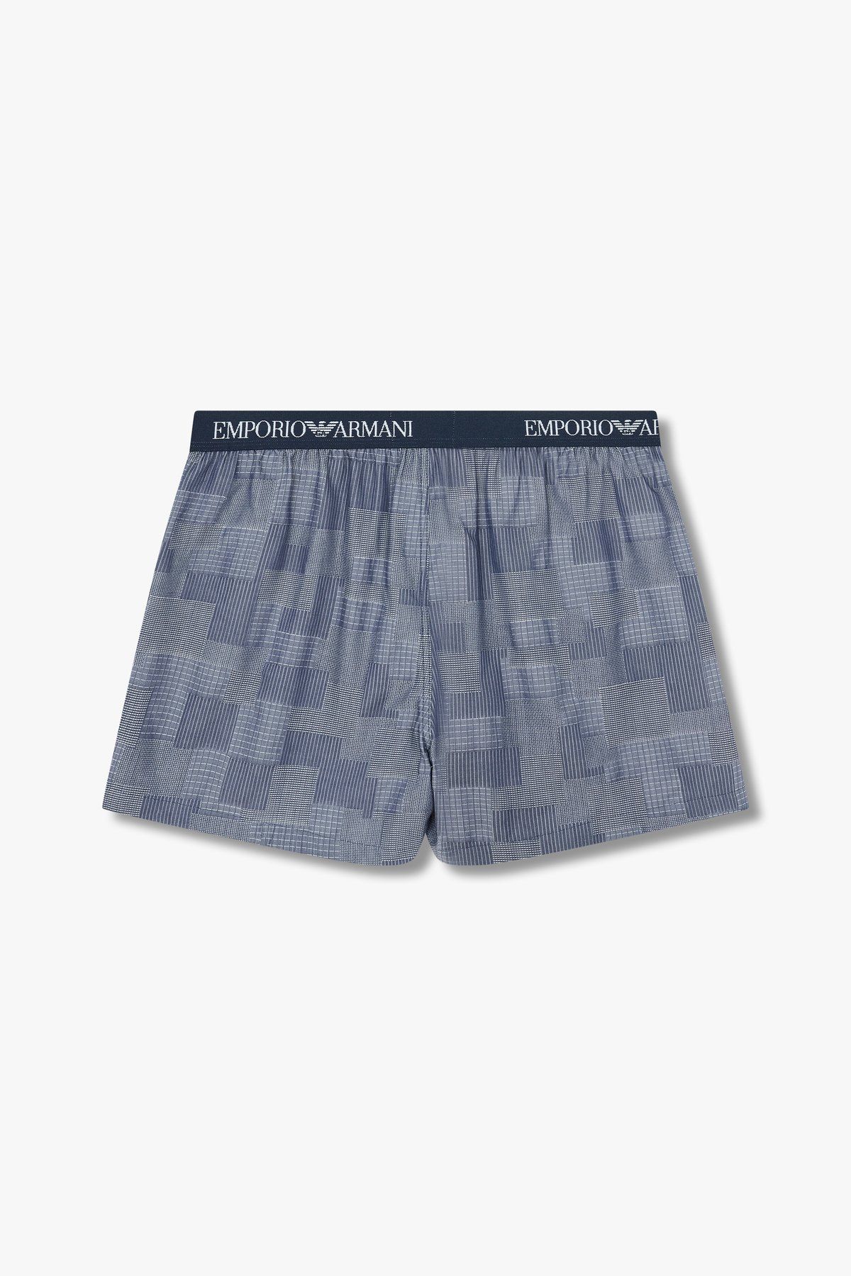 엠포리오 아르마니 언더웨어(EMPORIO ARMANI UNDERWEAR) 남성 풀 로고 밴딩 패턴드 트렁크_마린_0814112099