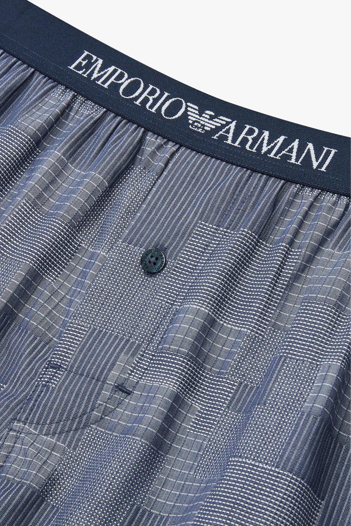 엠포리오 아르마니 언더웨어(EMPORIO ARMANI UNDERWEAR) 남성 풀 로고 밴딩 패턴드 트렁크_마린_0814112099