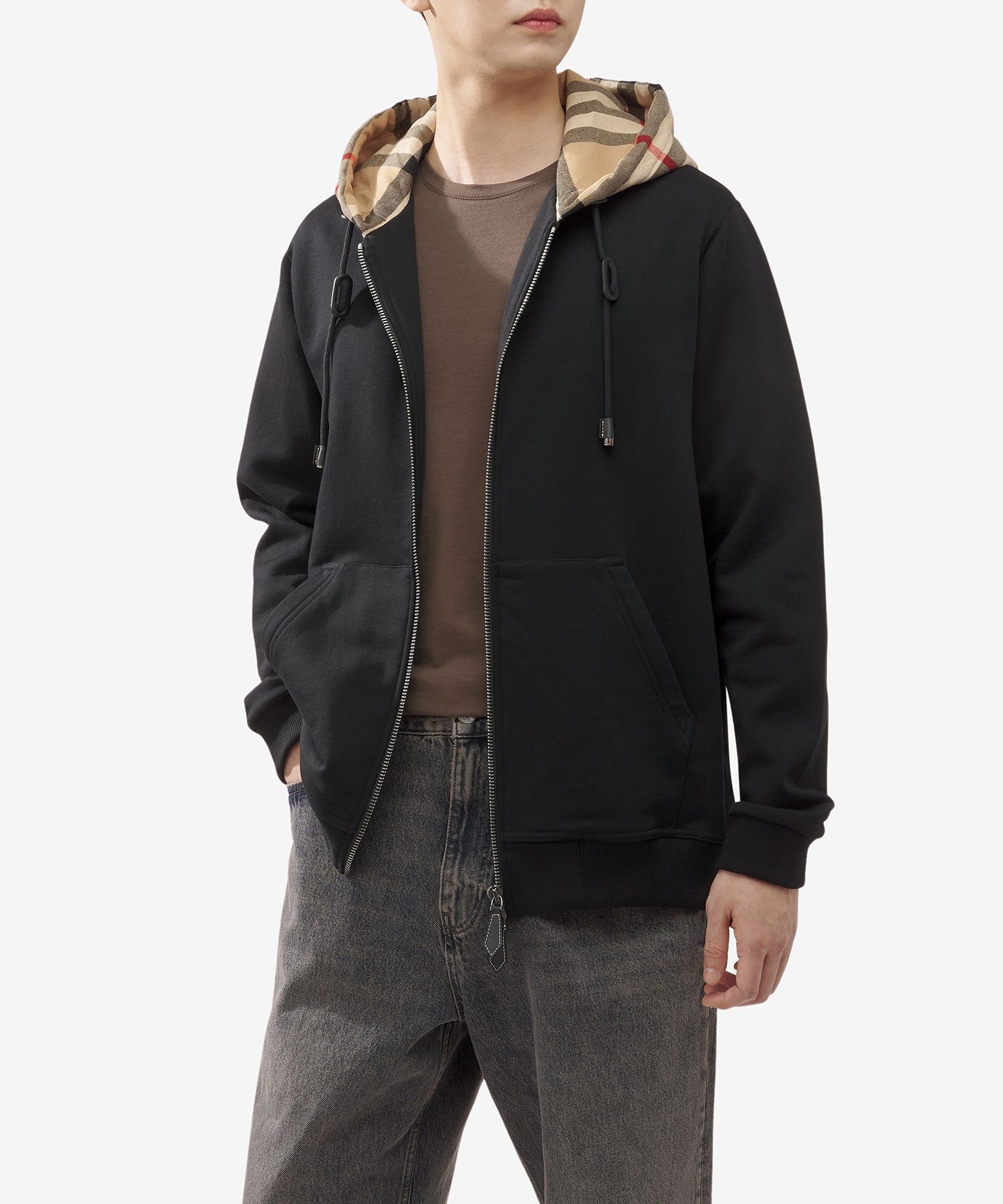 MUSINSA | BURBERRY Check Hood Cotton Relaxed Fit Zip Up