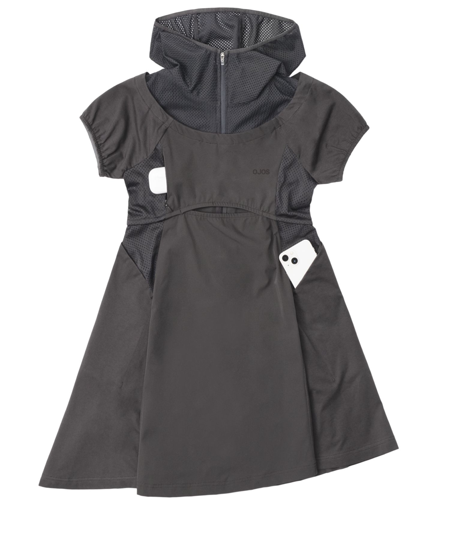 MUSINSA | OJOS Capsleeve Slit Mini Dress / Charcoal