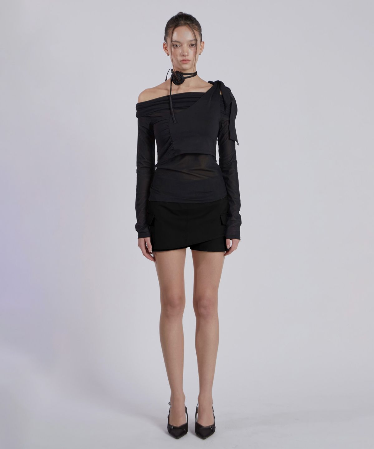 진주유즈(JINJUSE) MINI POCKET UNBALANCE SKIRT[BLACK]