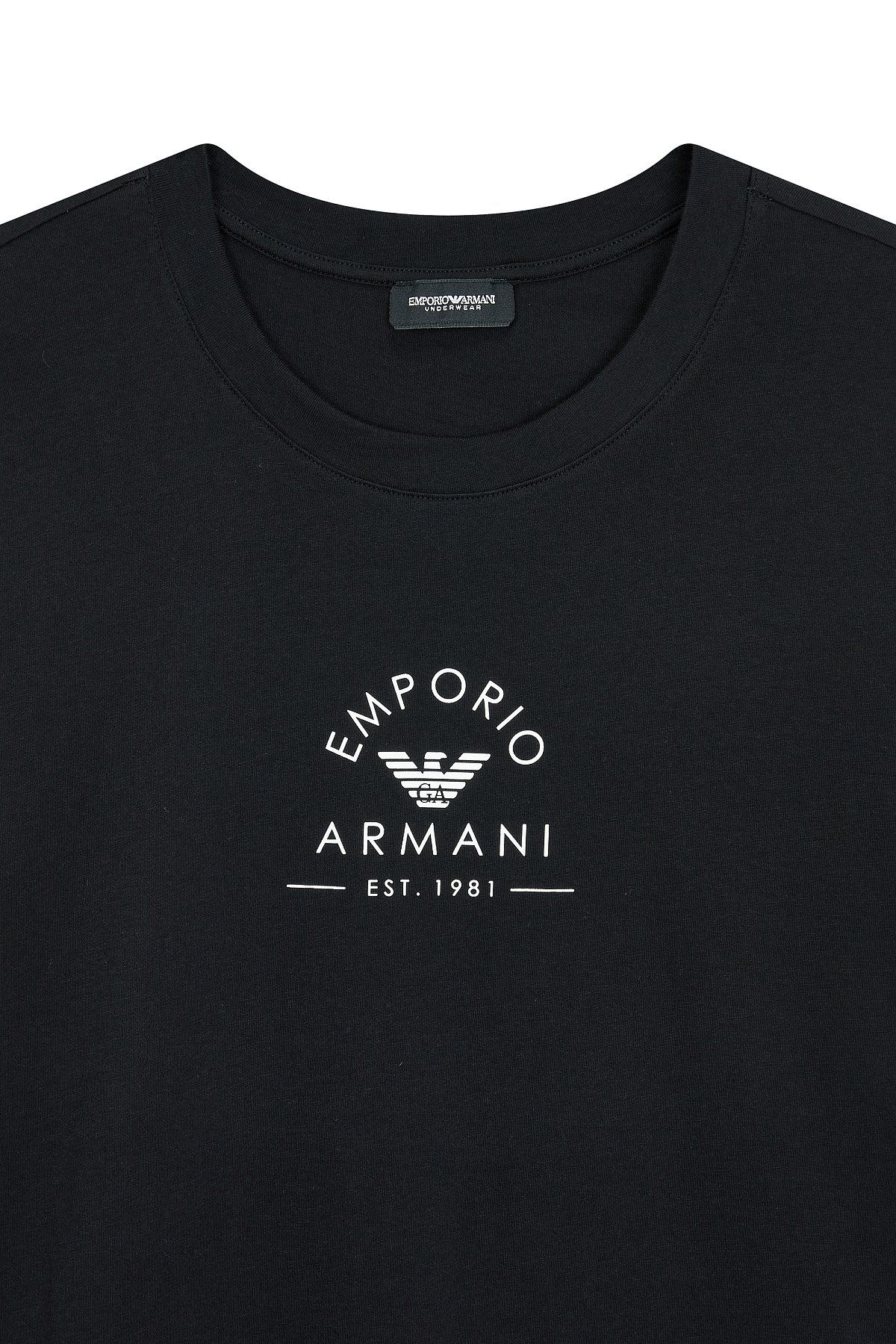 엠포리오 아르마니 언더웨어(EMPORIO ARMANI UNDERWEAR) 여성 라운드 로고 라운지 티셔츠_블랙_0824114504
