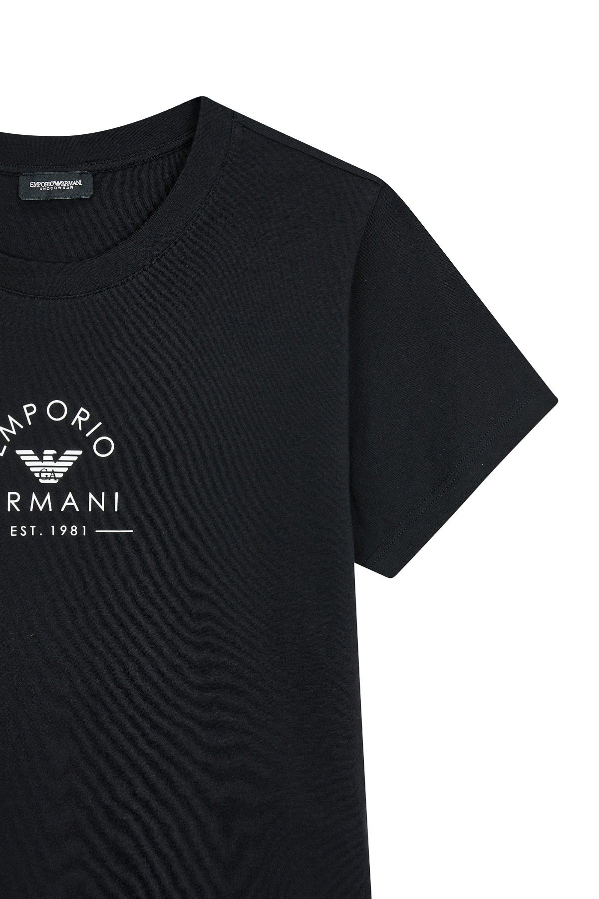 엠포리오 아르마니 언더웨어(EMPORIO ARMANI UNDERWEAR) 여성 라운드 로고 라운지 티셔츠_블랙_0824114504