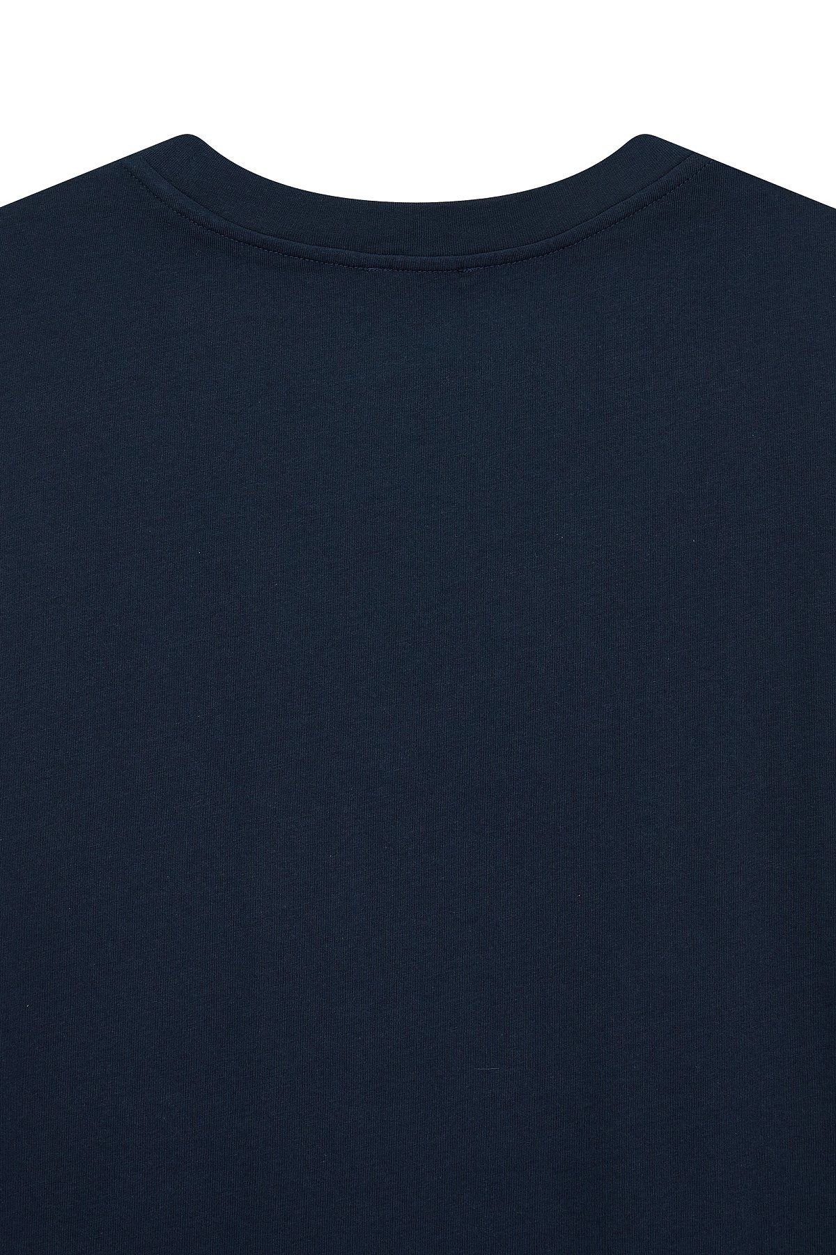 엠포리오 아르마니 언더웨어(EMPORIO ARMANI UNDERWEAR) 여성 라운드 로고 라운지 티셔츠_마린_0824114505