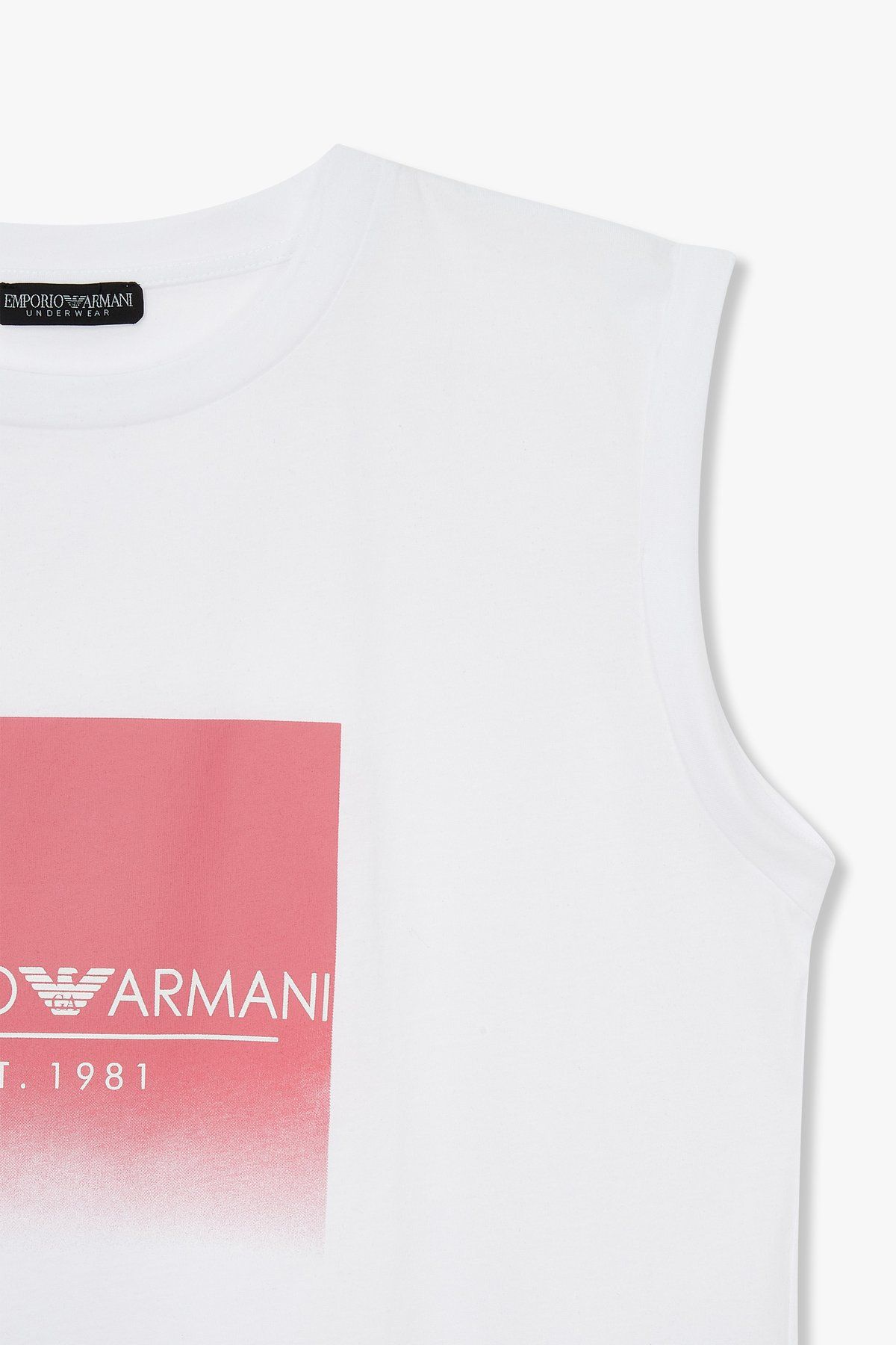 엠포리오 아르마니 언더웨어(EMPORIO ARMANI UNDERWEAR) 여성 페이드아웃 로고 라운지 탱크탑_화이트_0824113507