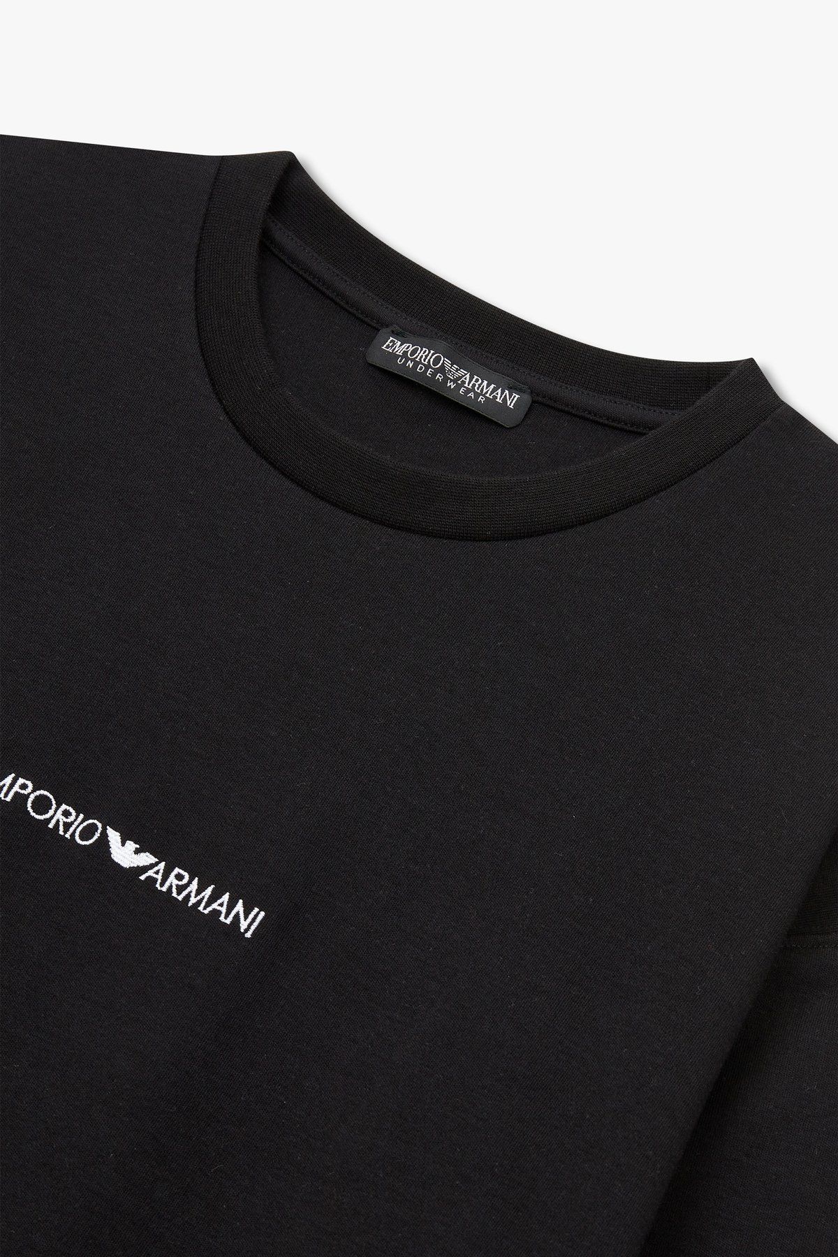 엠포리오 아르마니 언더웨어(EMPORIO ARMANI UNDERWEAR) 여성 로고 자수 라운지 맨투맨_블랙_0824136504