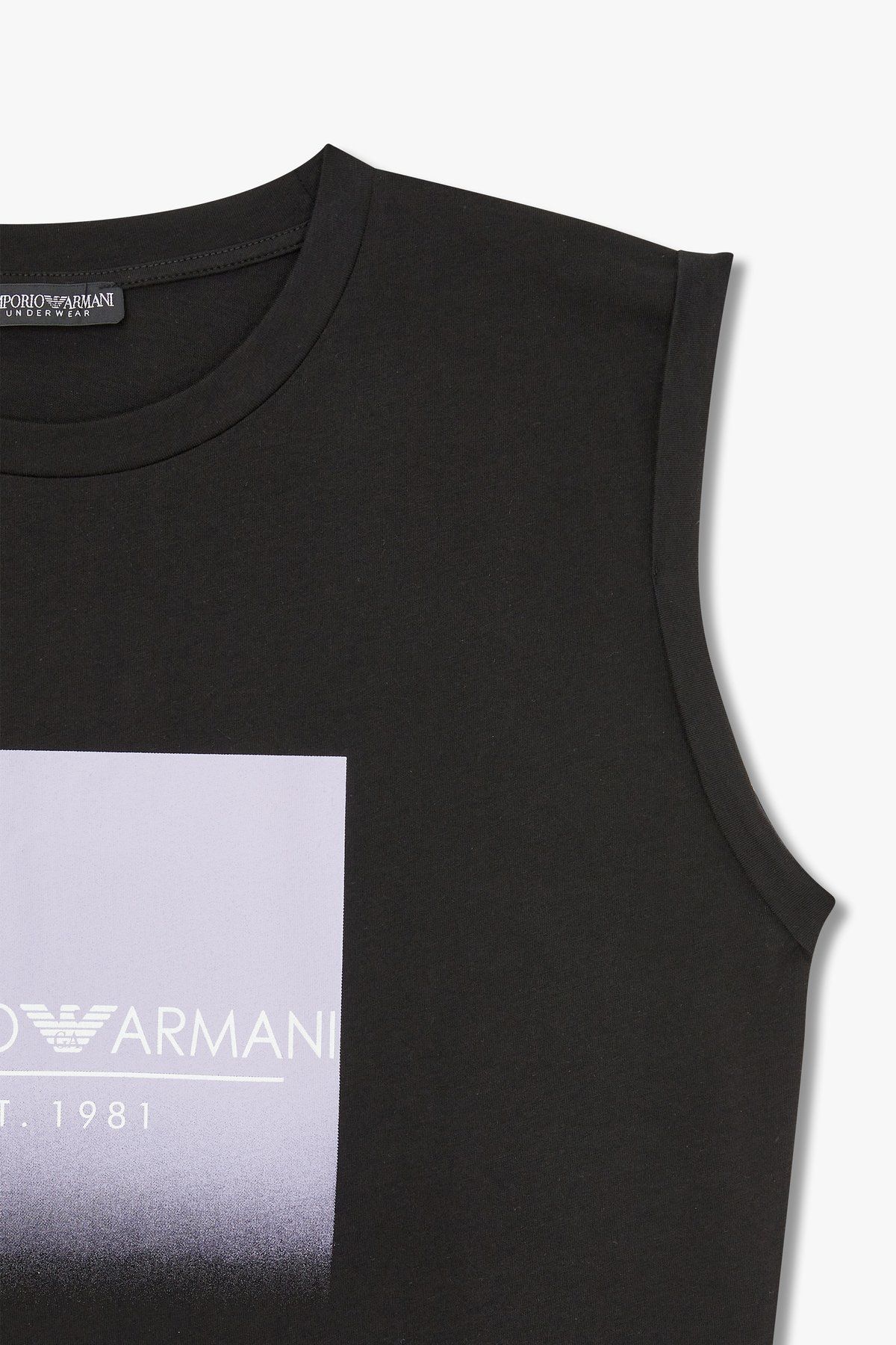 엠포리오 아르마니 언더웨어(EMPORIO ARMANI UNDERWEAR) 여성 페이드아웃 로고 라운지 탱크탑_블랙_0824113508