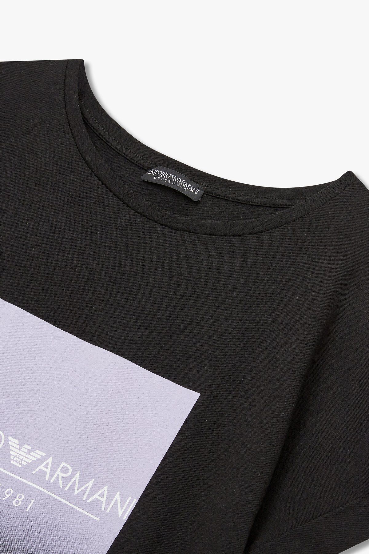 엠포리오 아르마니 언더웨어(EMPORIO ARMANI UNDERWEAR) 여성 페이드아웃 로고 라운지 티셔츠_블랙_0824114510