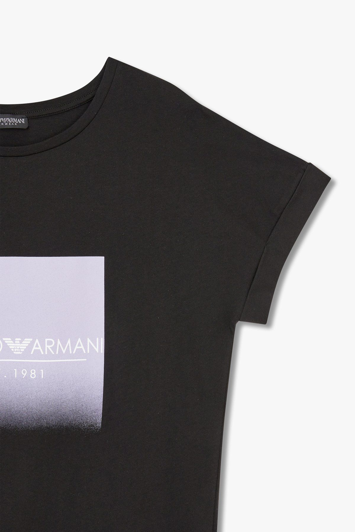 엠포리오 아르마니 언더웨어(EMPORIO ARMANI UNDERWEAR) 여성 페이드아웃 로고 라운지 티셔츠_블랙_0824114510