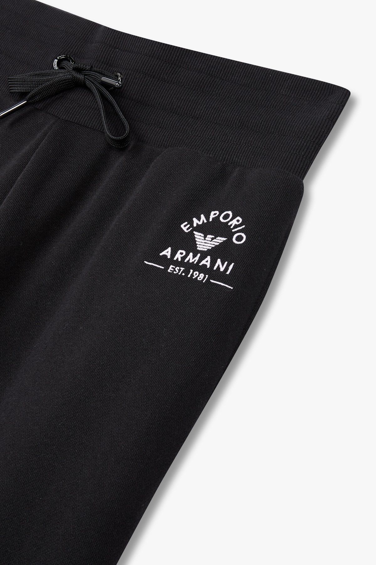 엠포리오 아르마니 언더웨어(EMPORIO ARMANI UNDERWEAR) 여성 로고 자수 라운지 조거 팬츠_블랙_0824132504