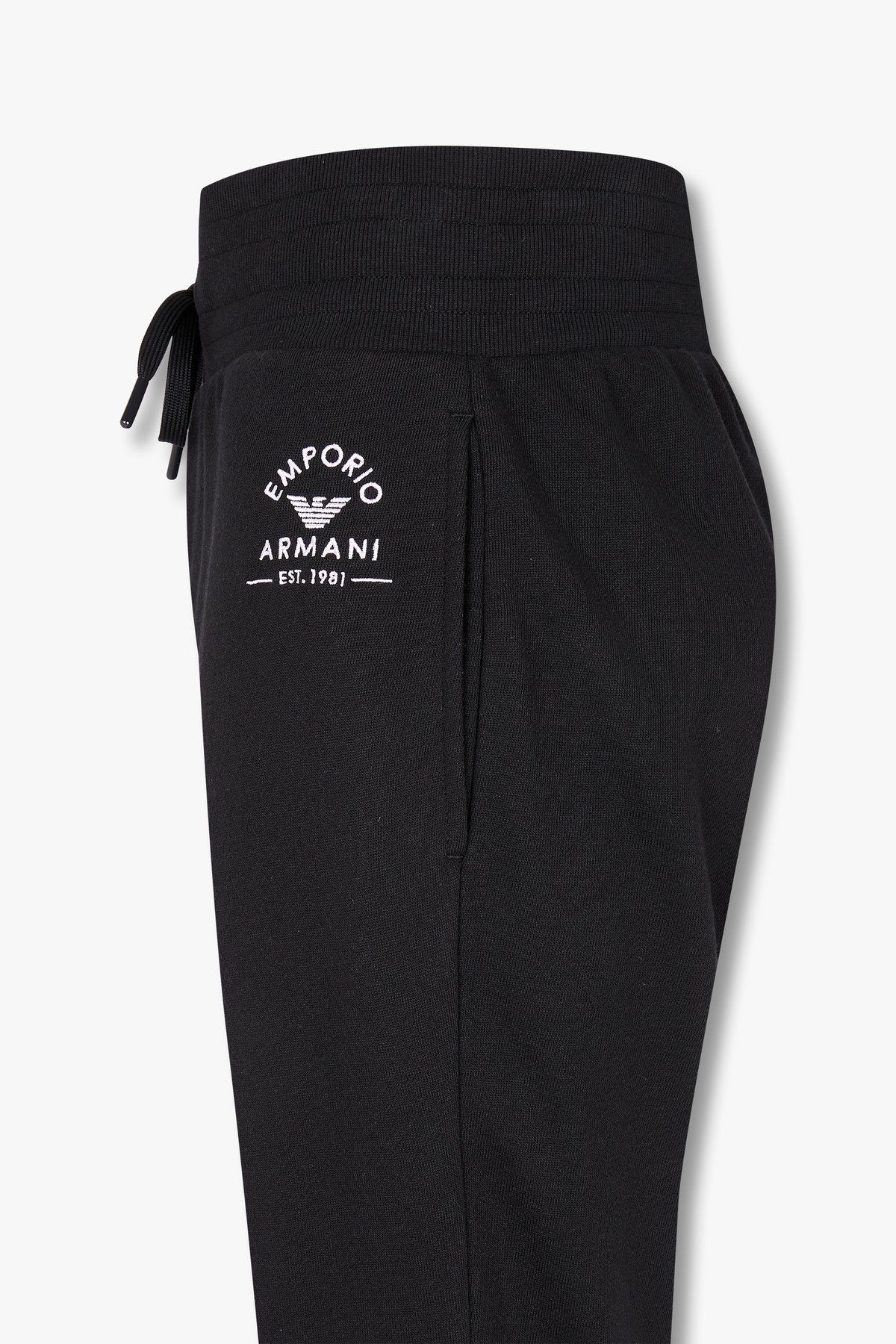 엠포리오 아르마니 언더웨어(EMPORIO ARMANI UNDERWEAR) 여성 로고 자수 라운지 조거 팬츠_블랙_0824132504