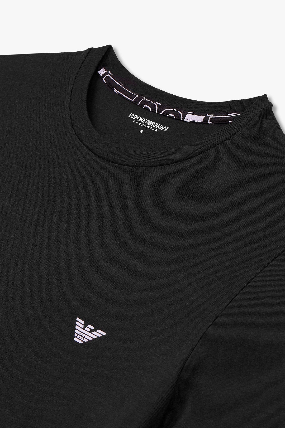 엠포리오 아르마니 언더웨어(EMPORIO ARMANI UNDERWEAR) 남성 미니 이글 로고 라운지 티셔츠_블랙_0814114001