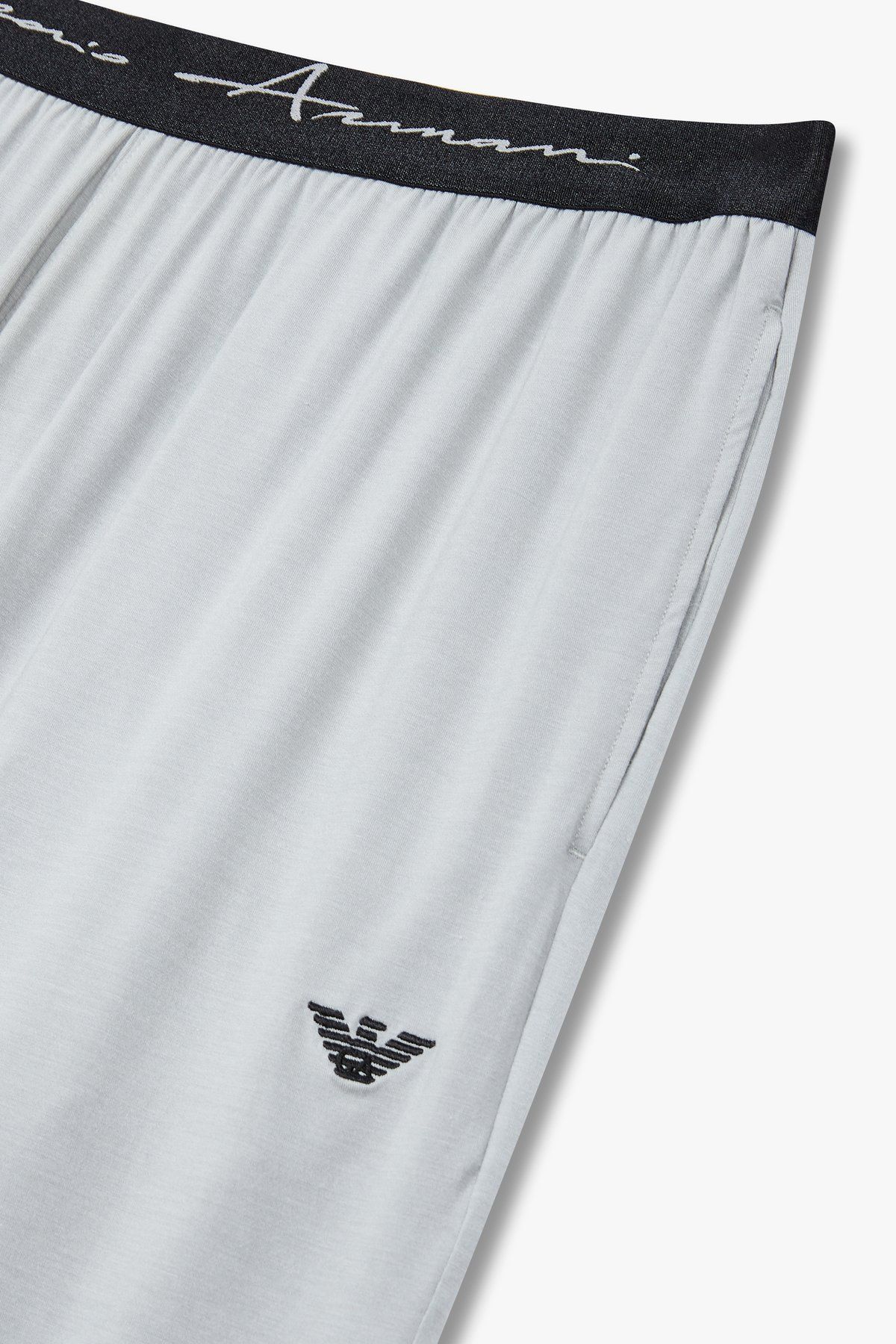 엠포리오 아르마니 언더웨어(EMPORIO ARMANI UNDERWEAR) 남성 로고 밴딩 레이온 라운지 쇼츠_그레이_0814131008