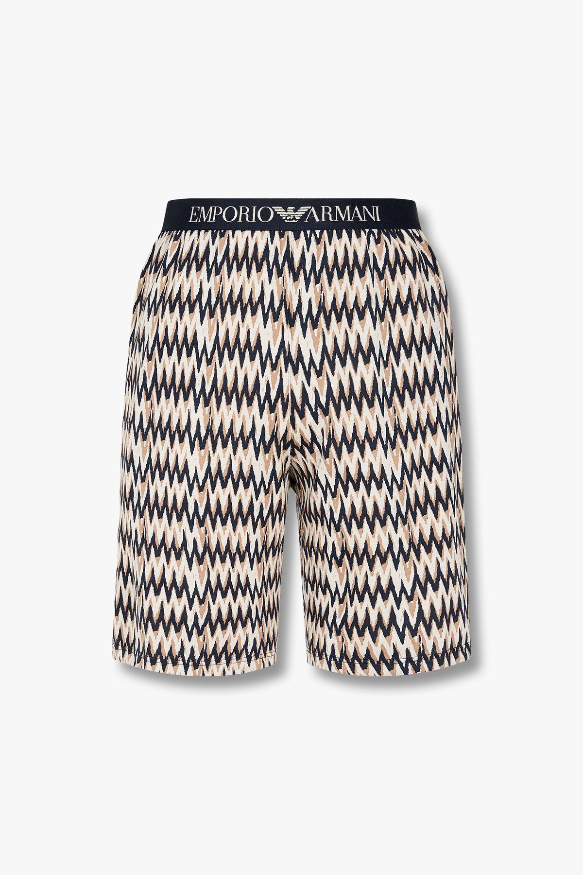 엠포리오 아르마니 언더웨어(EMPORIO ARMANI UNDERWEAR) 남성 로고 밴딩 패턴드 라운지 쇼츠_베이지_0814131013