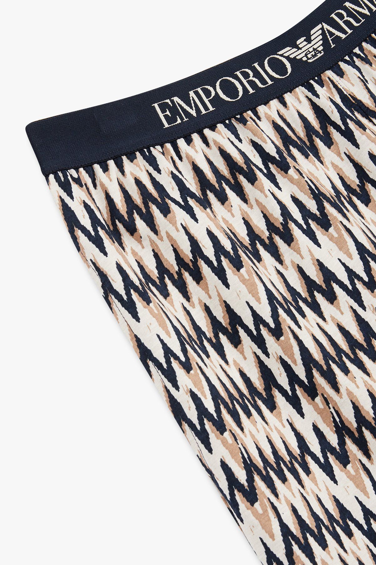 엠포리오 아르마니 언더웨어(EMPORIO ARMANI UNDERWEAR) 남성 로고 밴딩 패턴드 라운지 쇼츠_베이지_0814131013