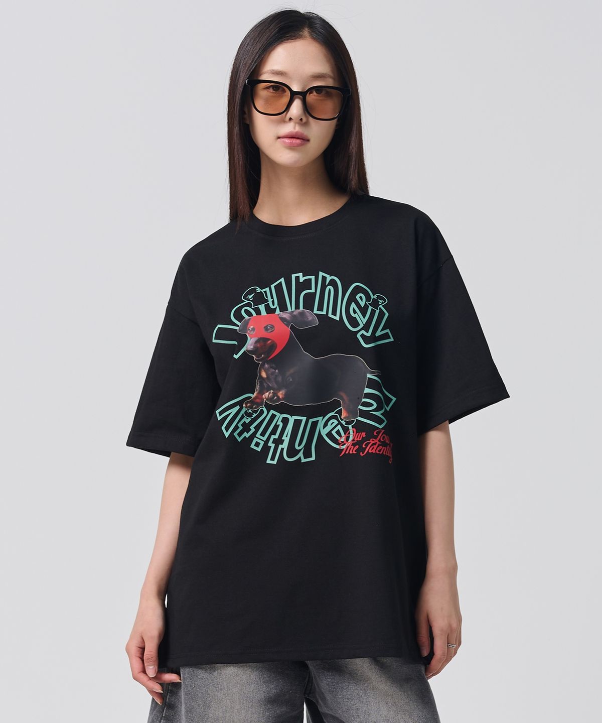 오언더알(OUNDERR) MASK PUPPY TEE 오버핏 반팔티셔츠 [검정]