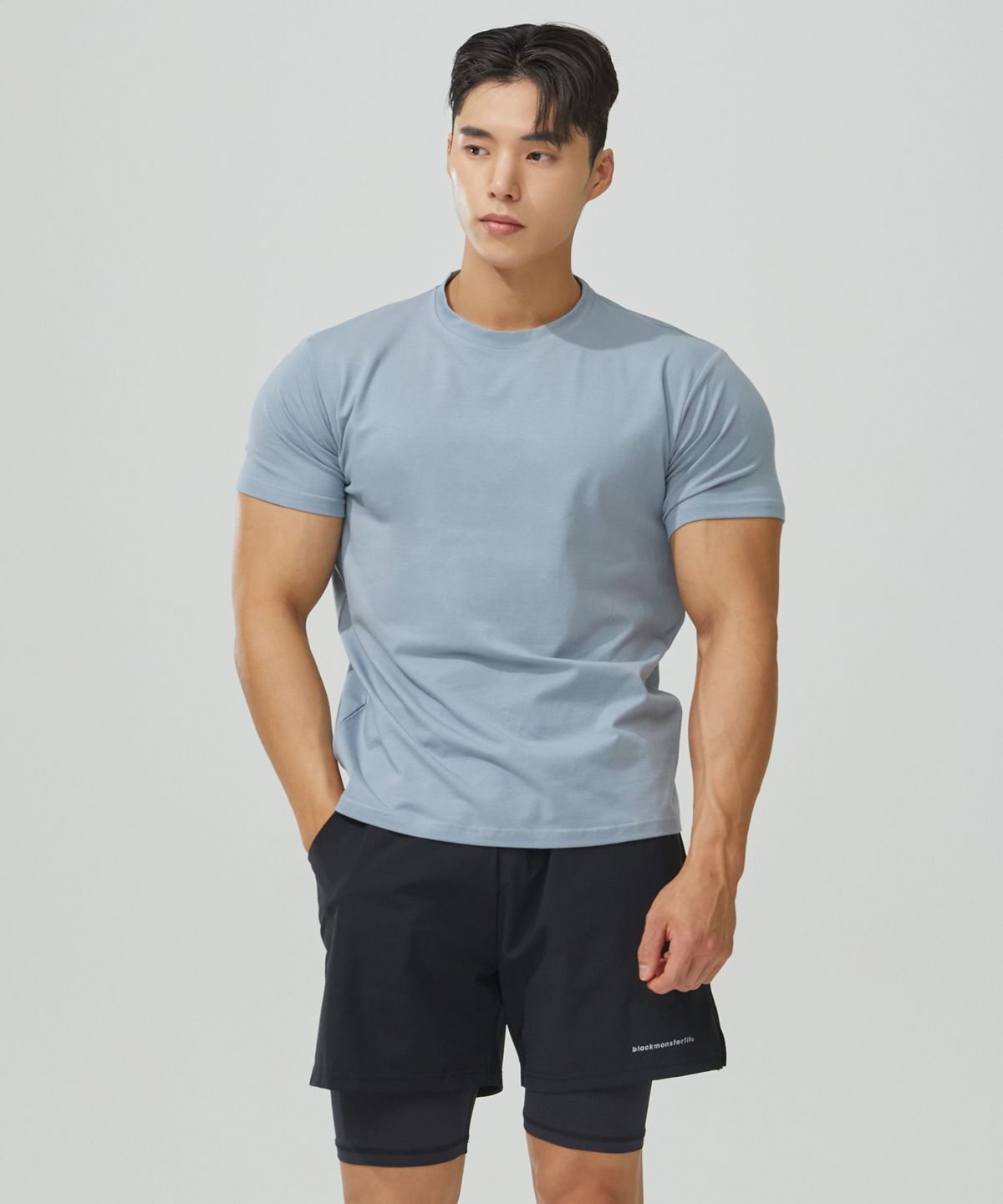 블랙몬스터핏(BLACK MONSTER FIT) 무지 머슬핏 모달 반팔 티셔츠 (4 color)