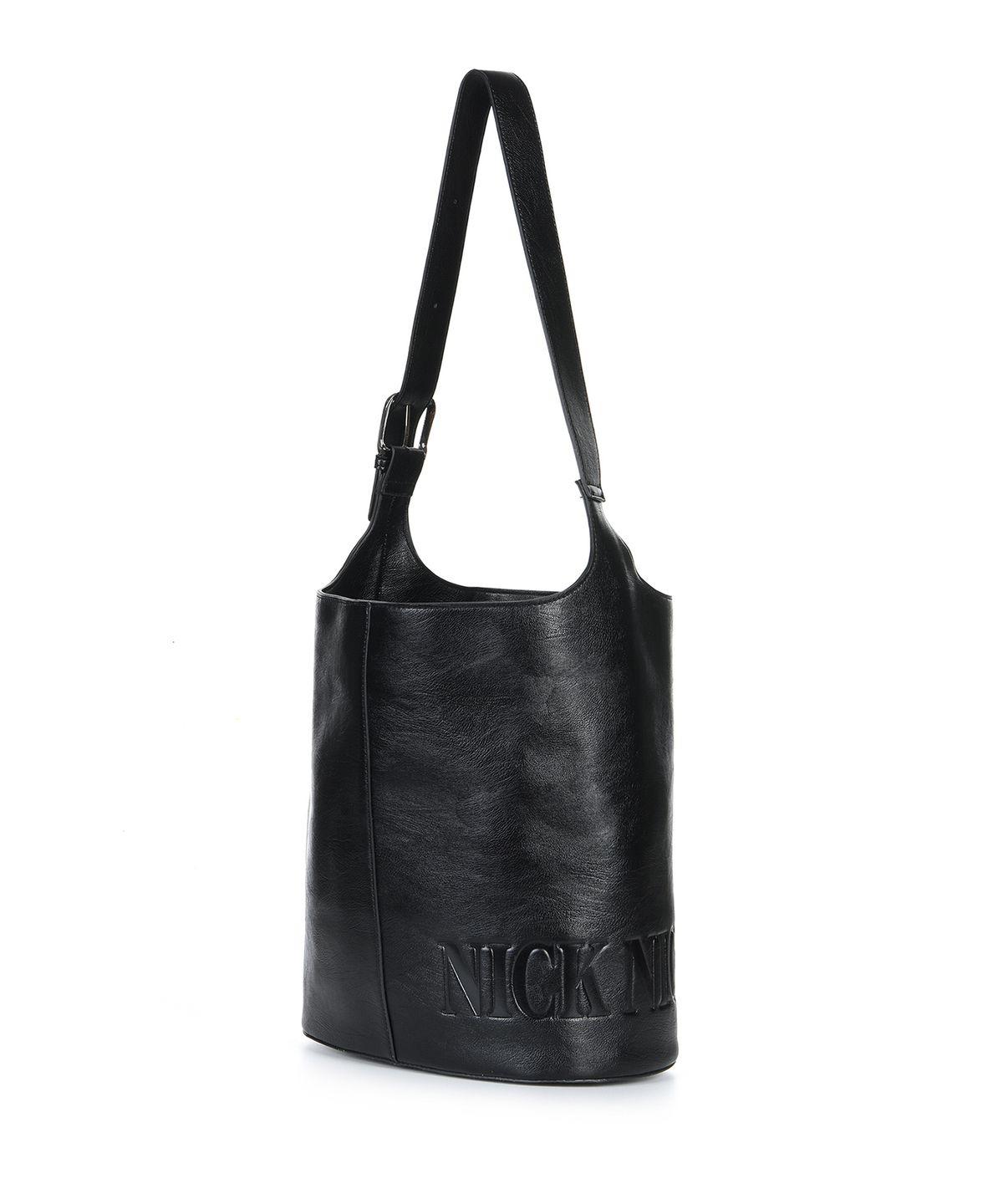 닉앤니콜(NICK&NICOLE) NICOLE LEATHER BUCKLE BUCKET BAG_BLACK