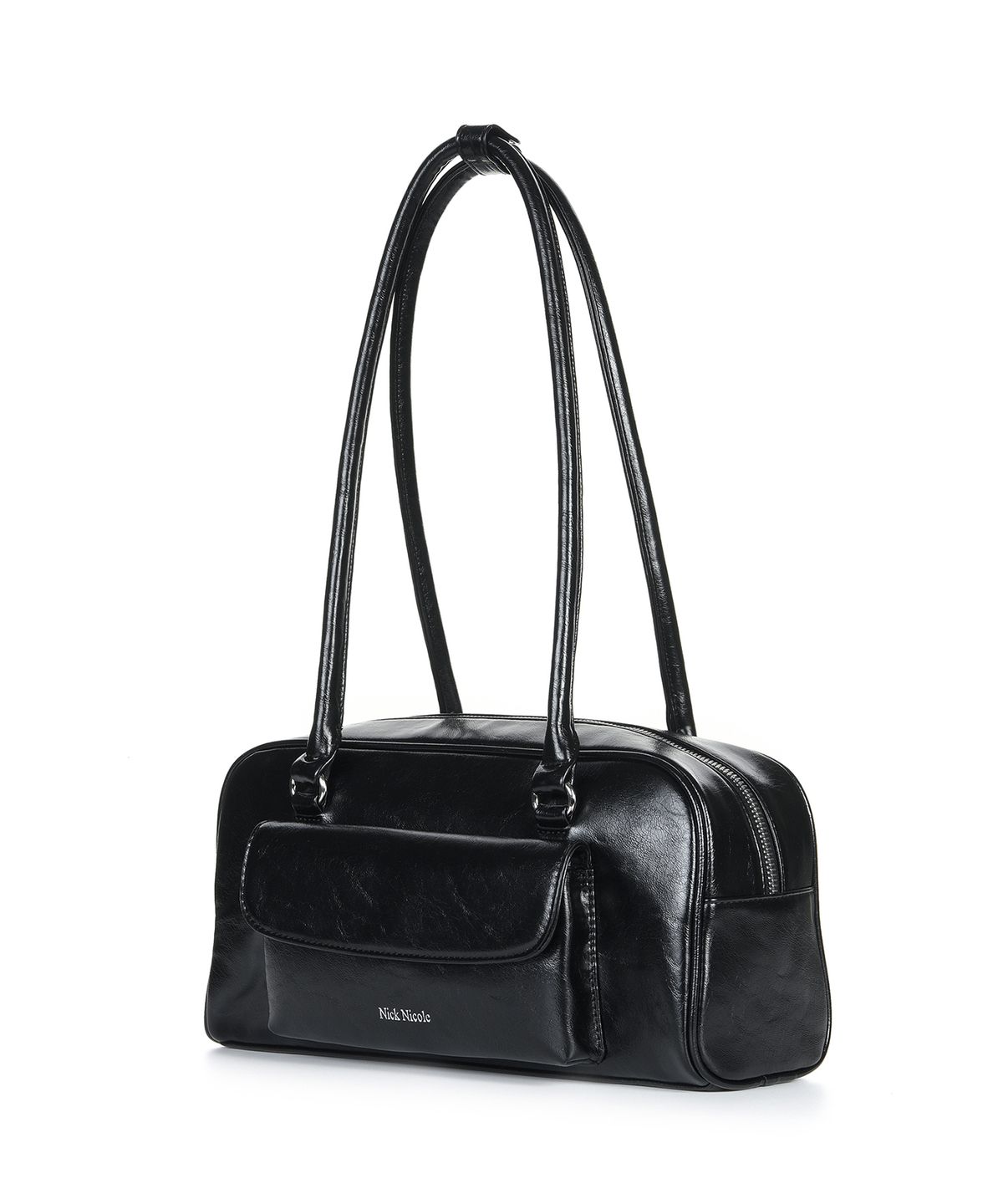 닉앤니콜(NICK&NICOLE) NICOLE POCKET LEATHER BAGUETTE BAG_BLACK