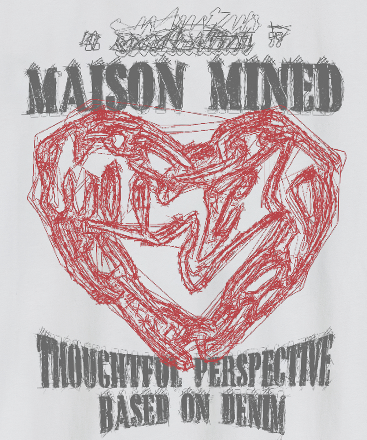 메종미네드(MAISON MINED) DOODLE HEART HALF T WHITE RED