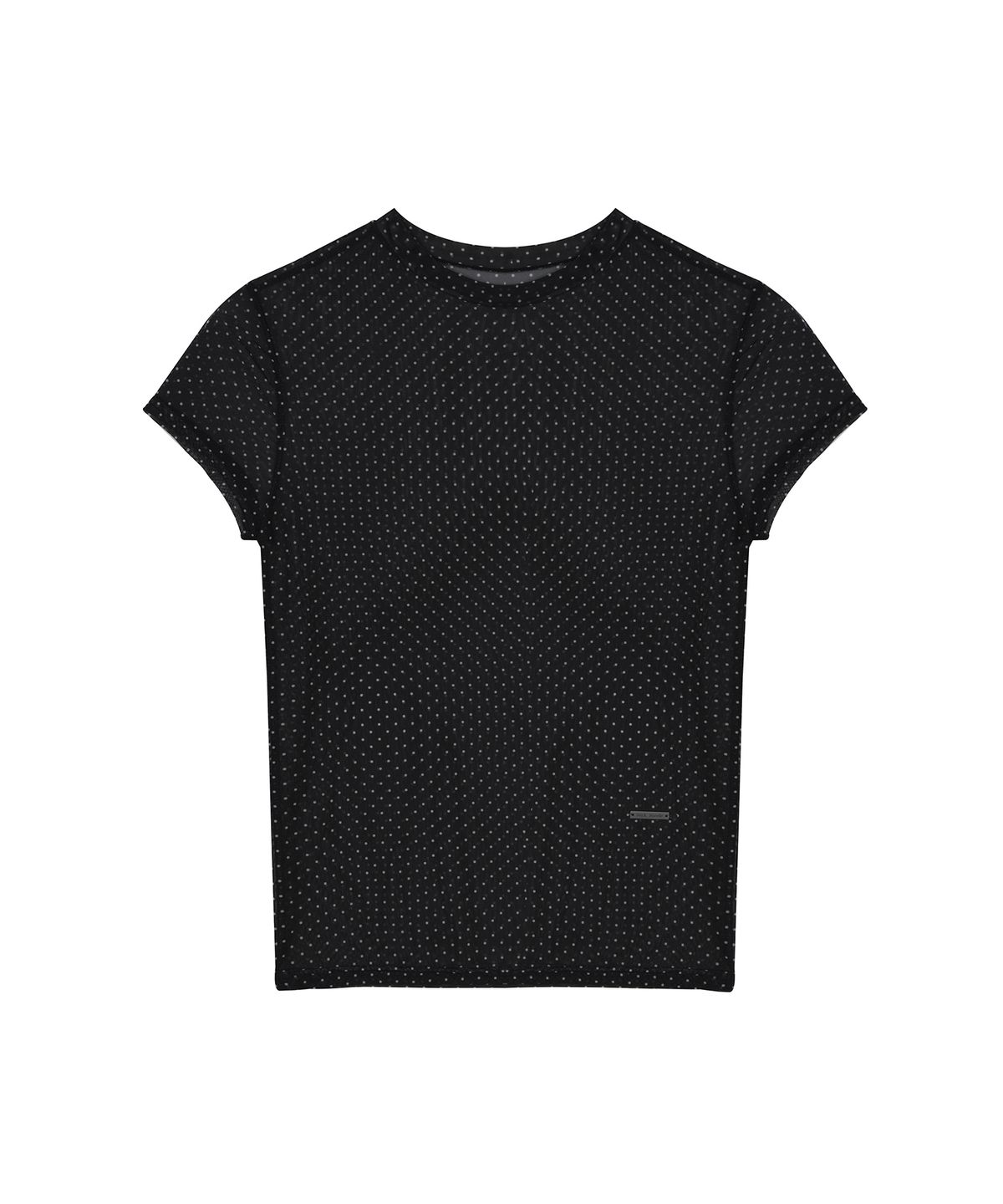닉앤니콜(NICK&NICOLE) DOTS MOCK NECK HALF TOP_BLACK