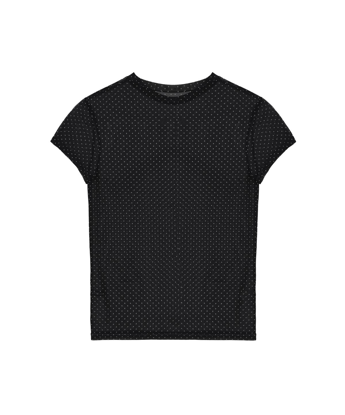 닉앤니콜(NICK&NICOLE) DOTS MOCK NECK HALF TOP_BLACK