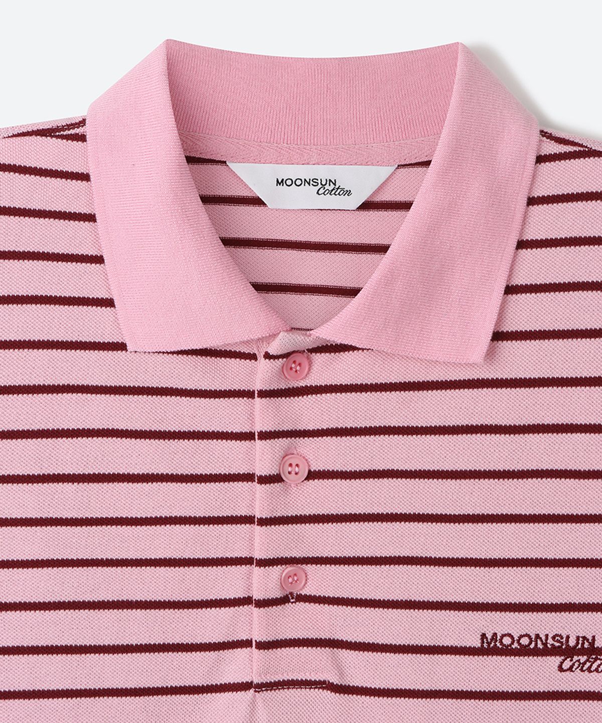 문선(MOONSUN) MJ S2 01 M.C UNISEX, Stripe PK Half Shirt / Pink