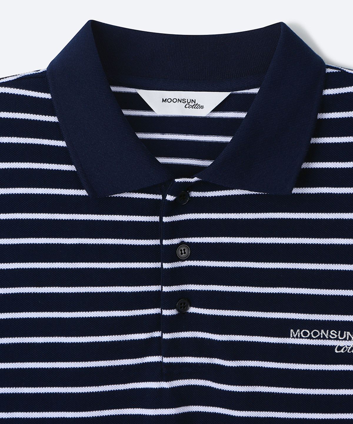 문선(MOONSUN) 01 M.C UNISEX, Stripe PK Half Shirt / Navy