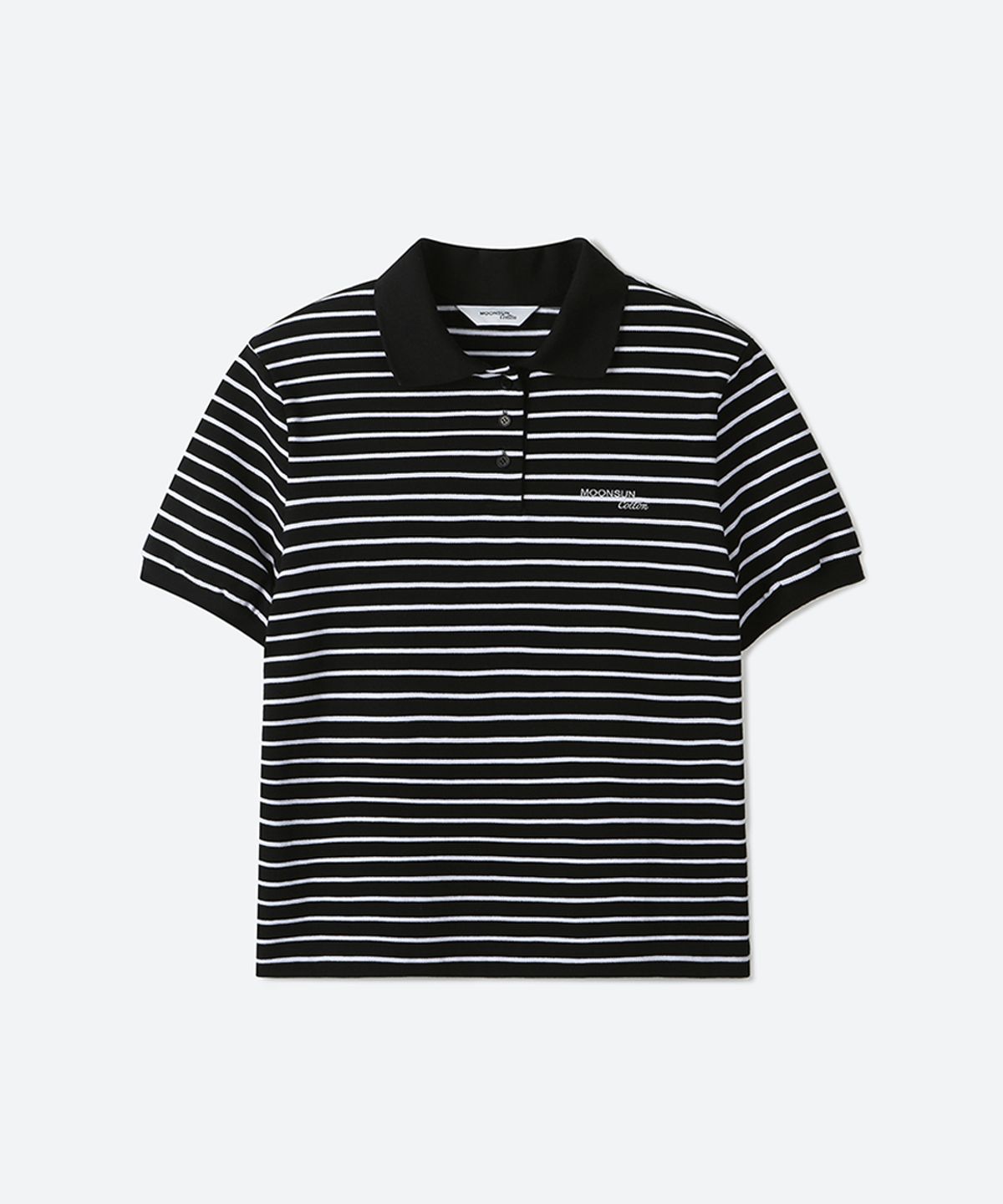 문선(MOONSUN) 01 M.C UNISEX, Stripe PK Half Shirt / Black