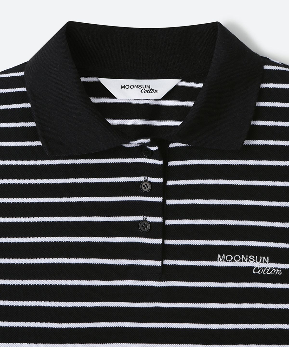 문선(MOONSUN) 01 M.C UNISEX, Stripe PK Half Shirt / Black
