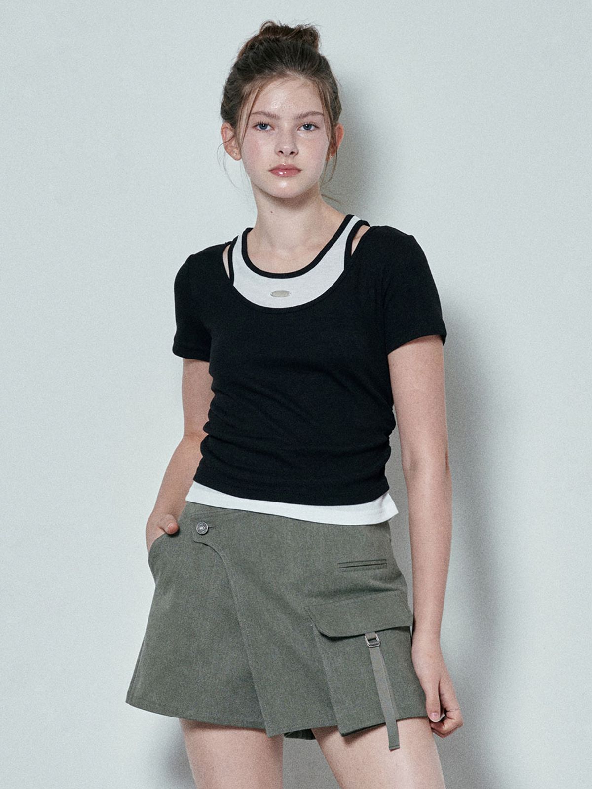 레이브(RAIVE) (묶음코드 등록) Layered T-shirts in Black VW4ME056-10