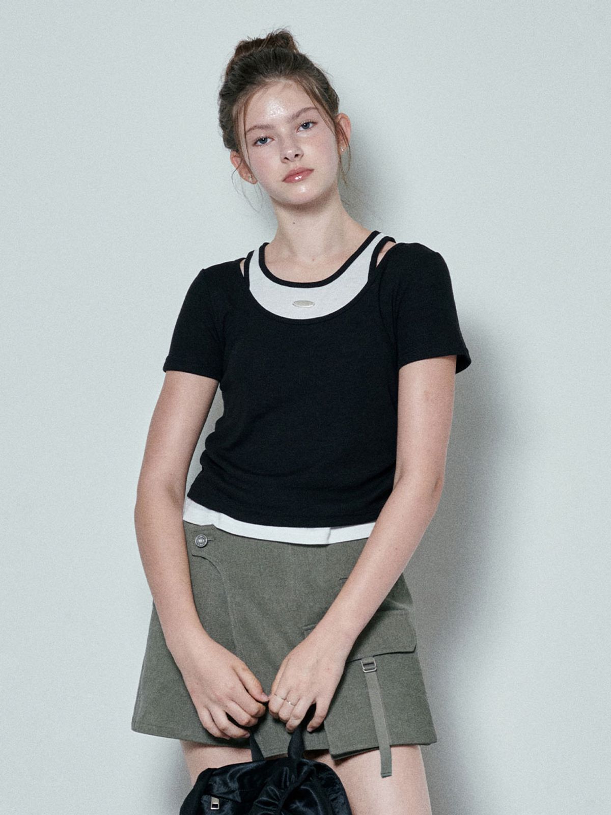 레이브(RAIVE) (묶음코드 등록) Layered T-shirts in Black VW4ME056-10