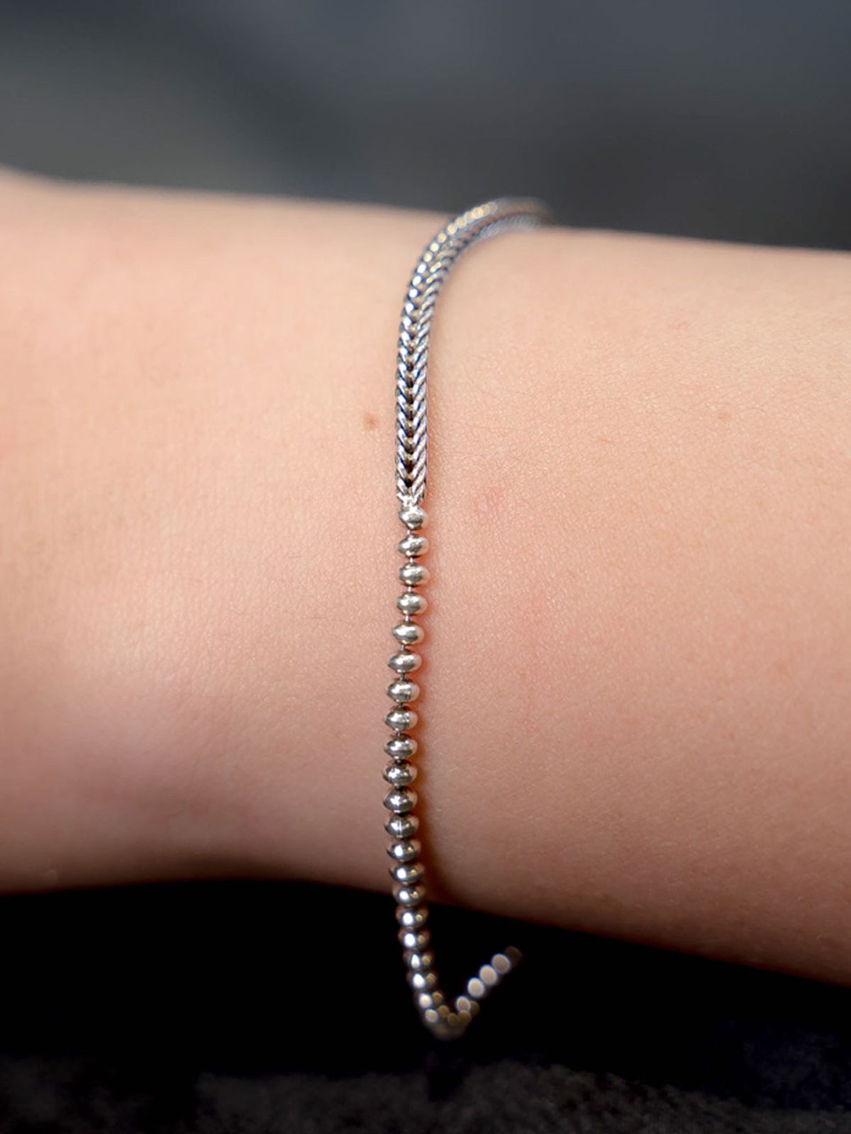 하랑(HARANG) HR 131B_Silver Half & Half Chain Bracelet
