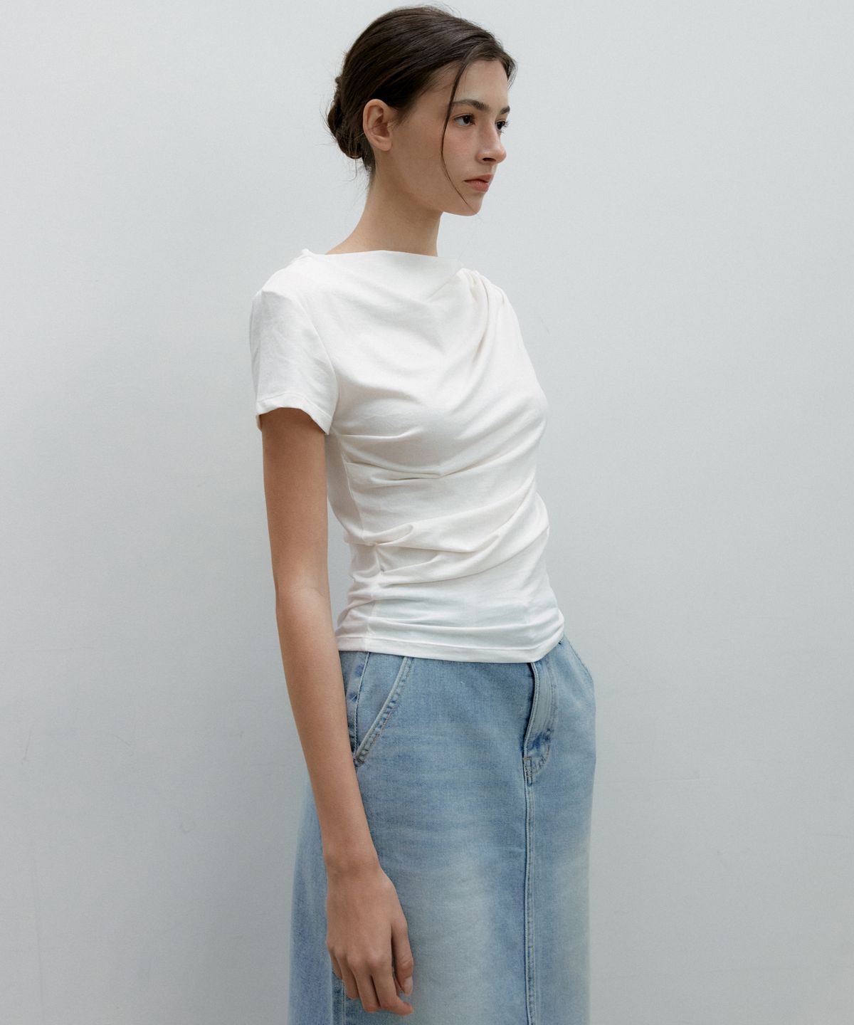 오떼뜨(OCTETTE) DRAPE HALF SLEEVE T_4COLOR