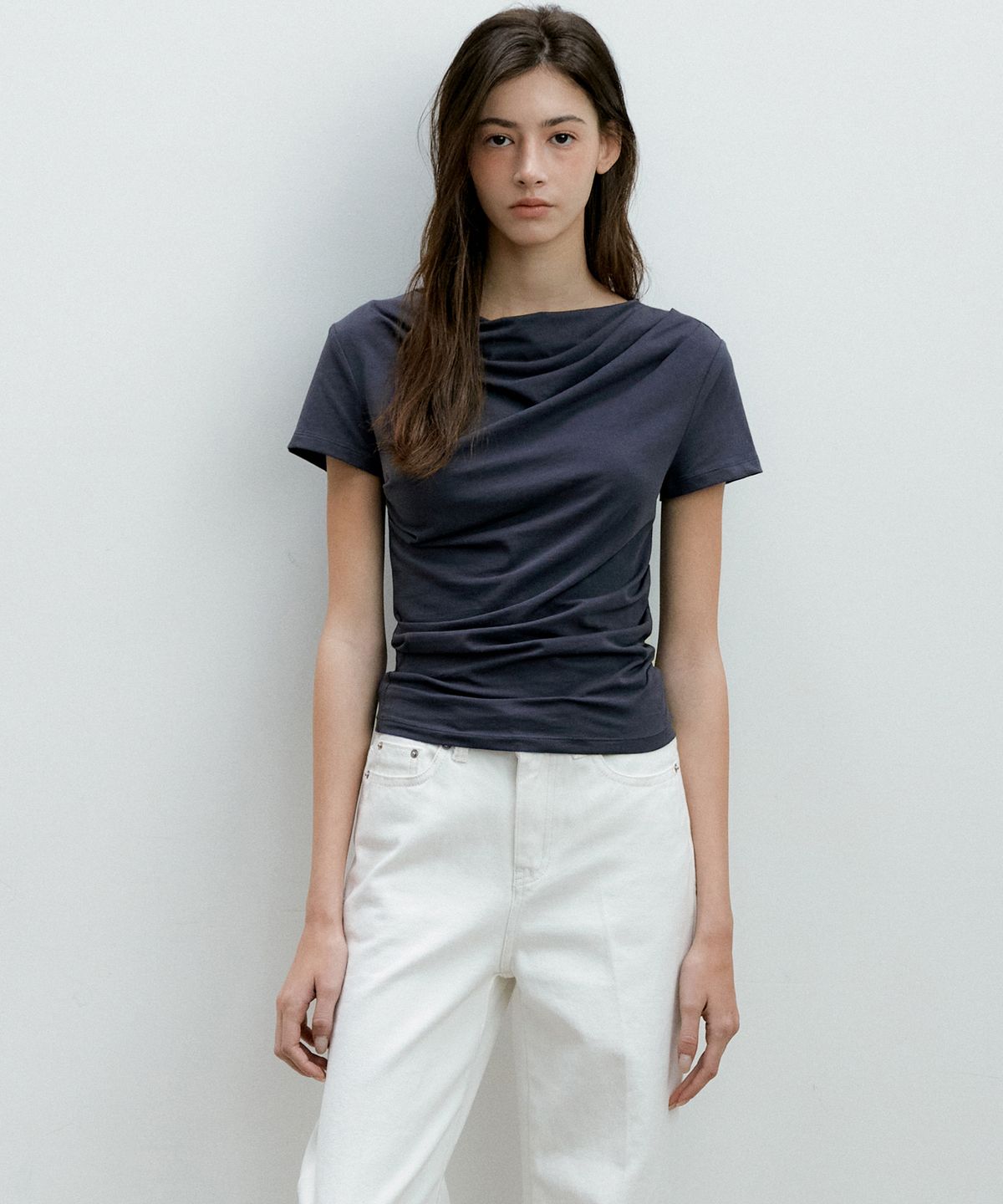 오떼뜨(OCTETTE) DRAPE HALF SLEEVE T_4COLOR
