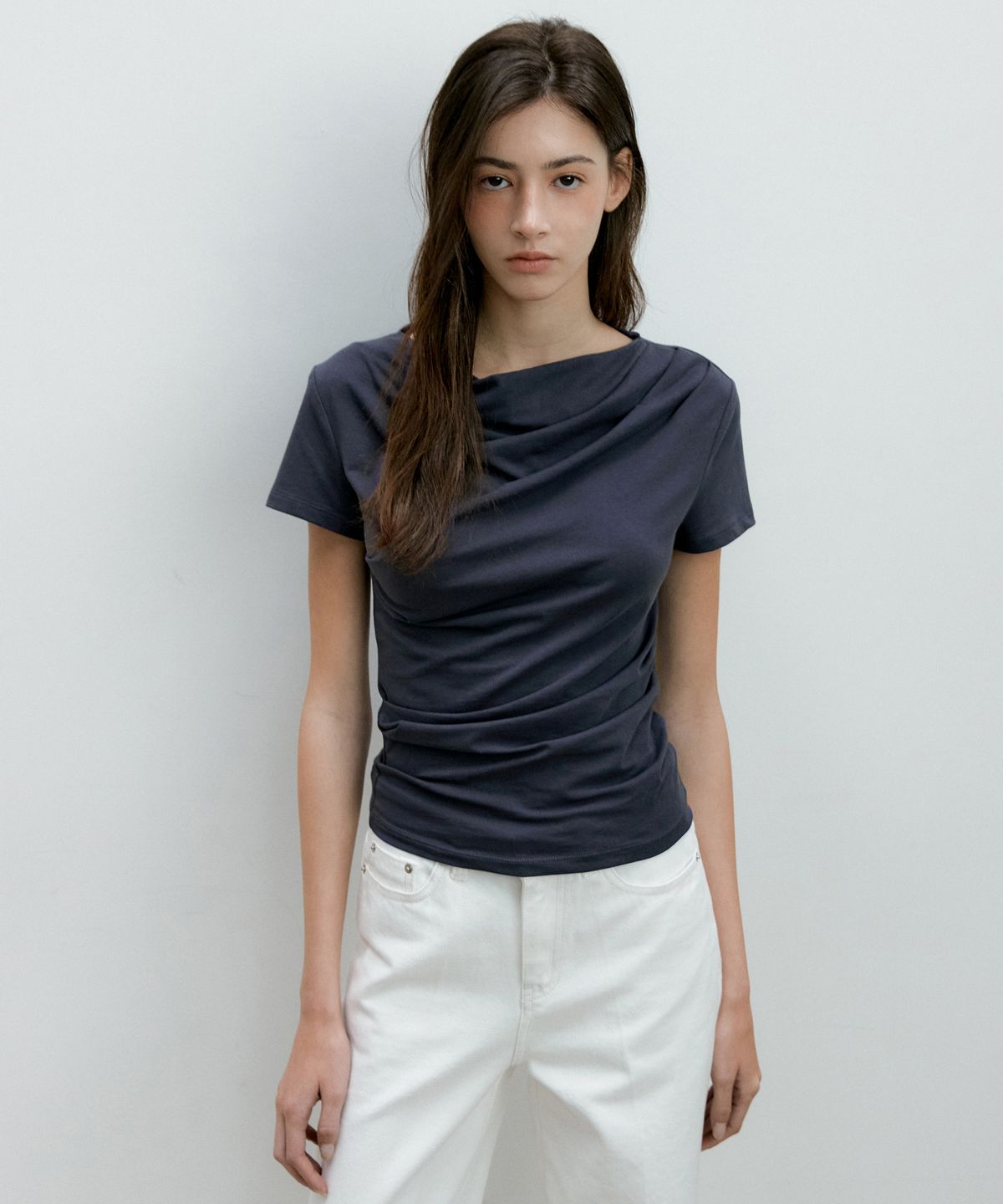 오떼뜨(OCTETTE) DRAPE HALF SLEEVE T_4COLOR