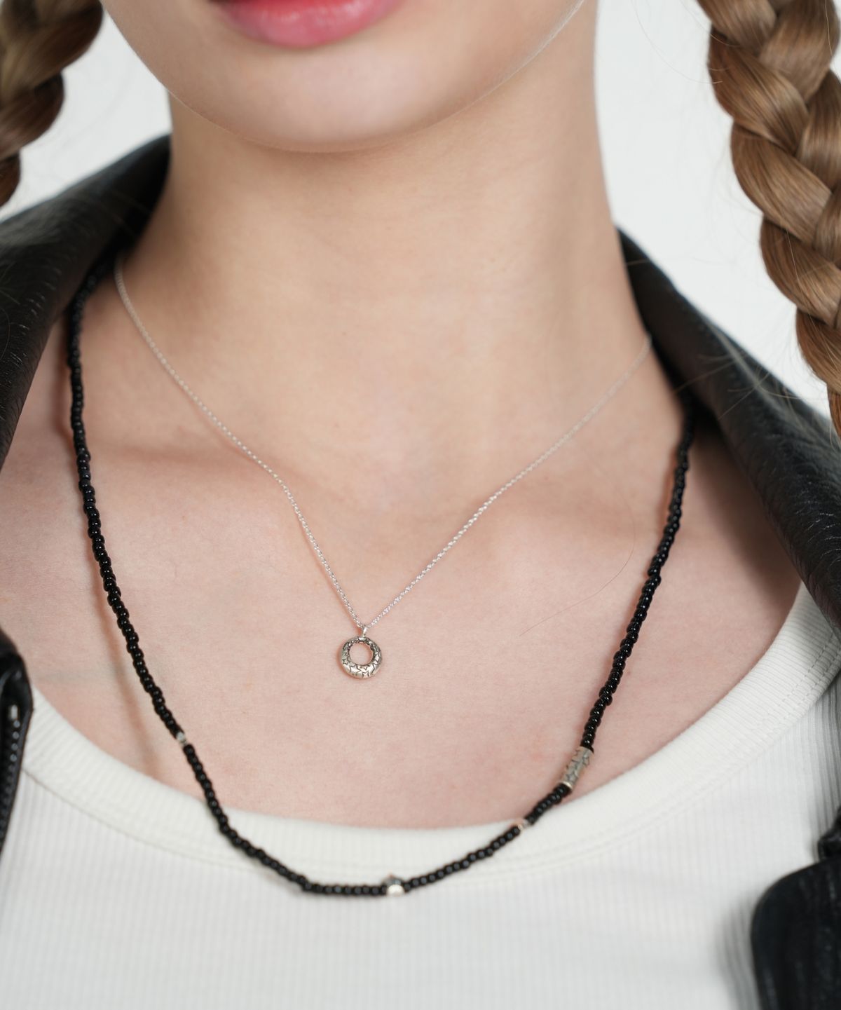 봉보(BONBEAU) Black star silver pendent chain Necklace 실버925 별 각인 펜던트 은 체인 목걸이