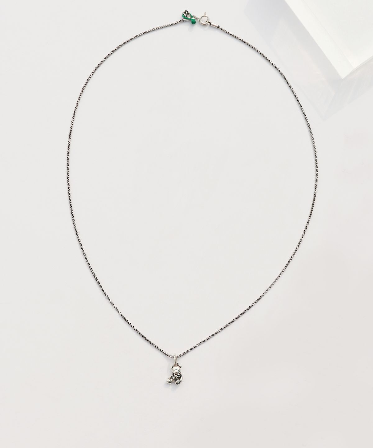 봉보(BONBEAU) Gentle bear pendent silver long chain Necklace 실버925 키치 곰돌이 펜던트 유화 체인 은 목걸이