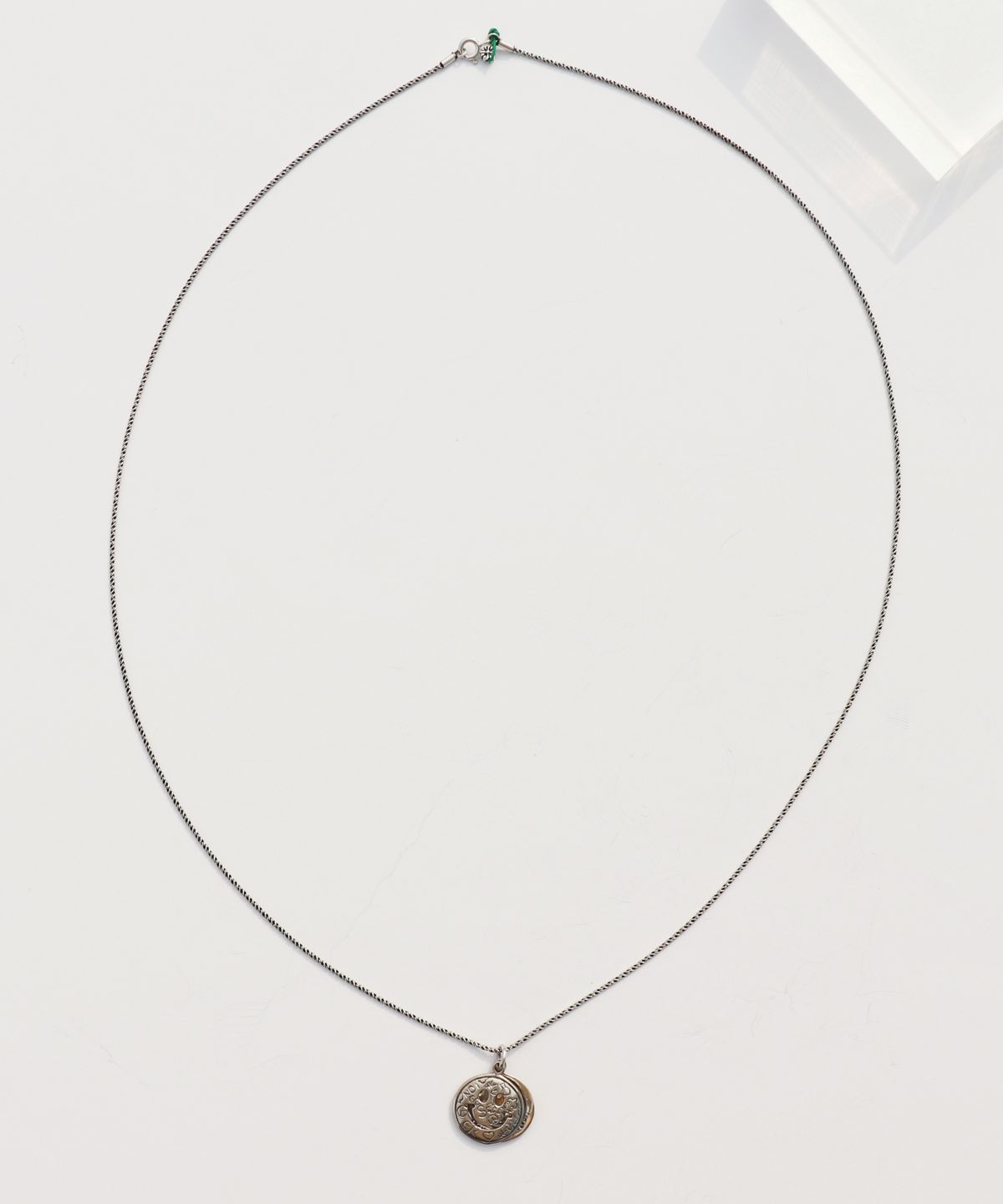 봉보(BONBEAU) Double kitsch smile long chain Necklace 실버925 스마일 코인 펜던트 유화 체인 은 목걸이 70cm