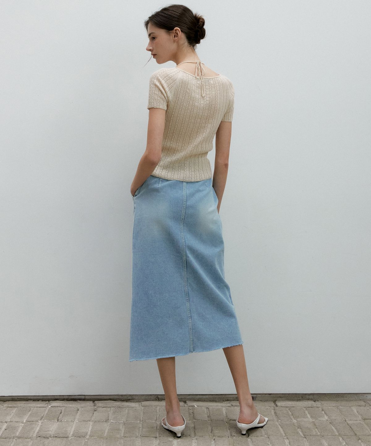 오떼뜨(OCTETTE) DENIM SLIT LONG SK