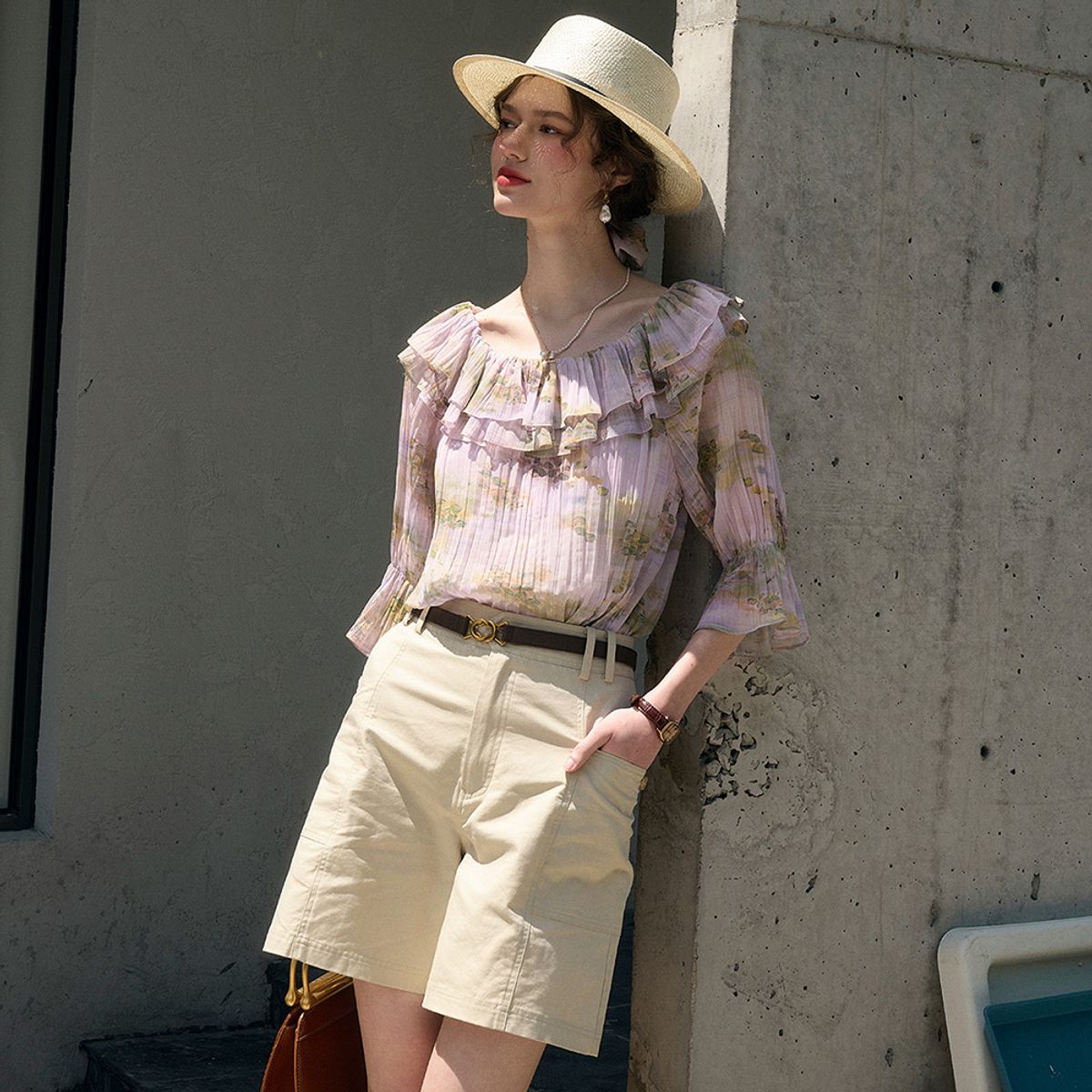 심플레트로(SIMPLE RETRO) SR_Summer high waist short pants