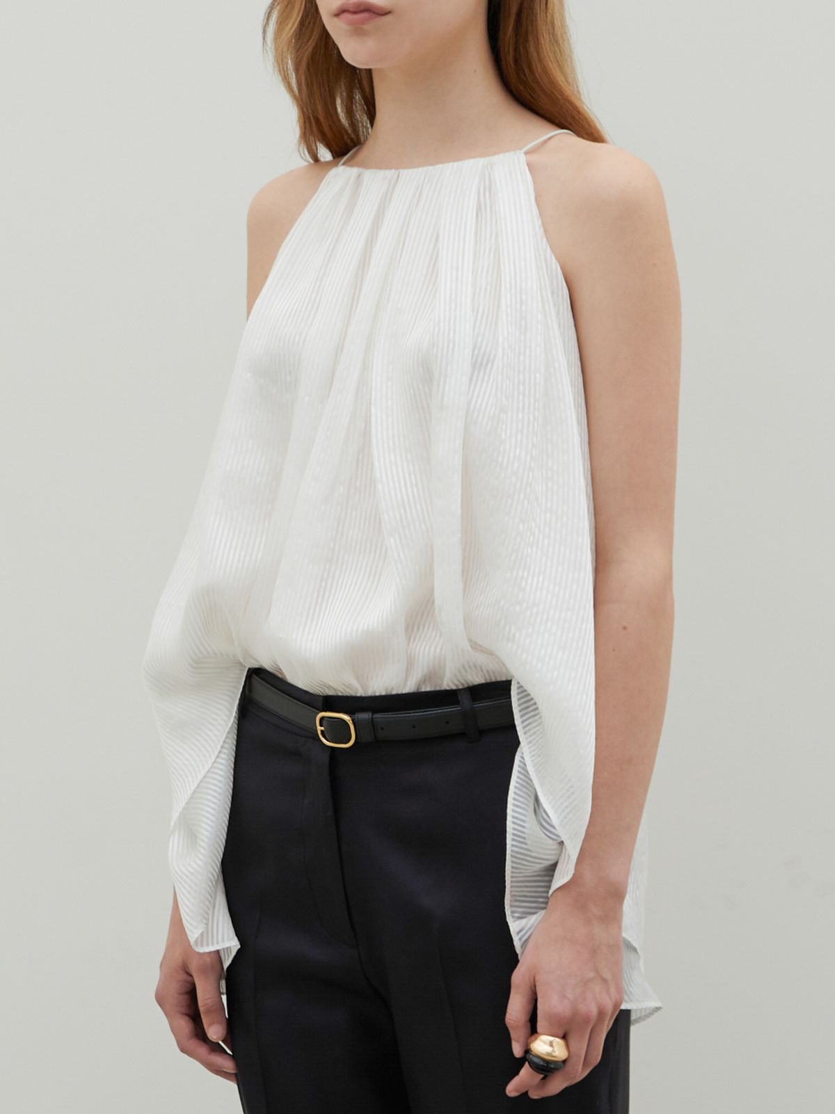 분닥세인츠(THE BOONDOCK SAINTS) Halter Neck Silk Top Striped White