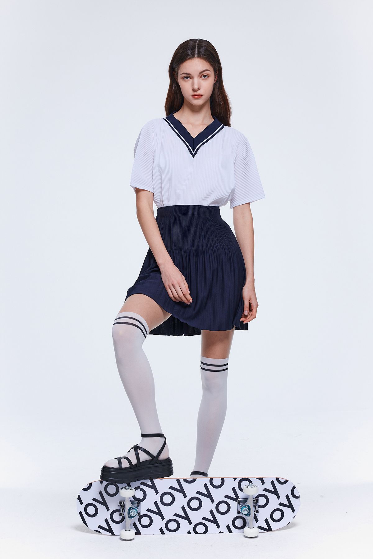 와이오와이(YOYOYOY) 이중주름 플레어스커트_2colors